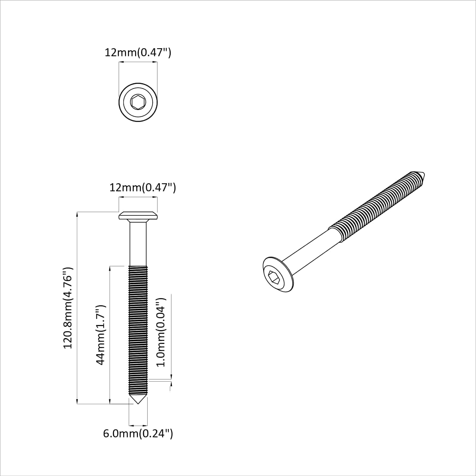 Bútorcsavarok 12 pcs ezüst m6 x 100 mm acél