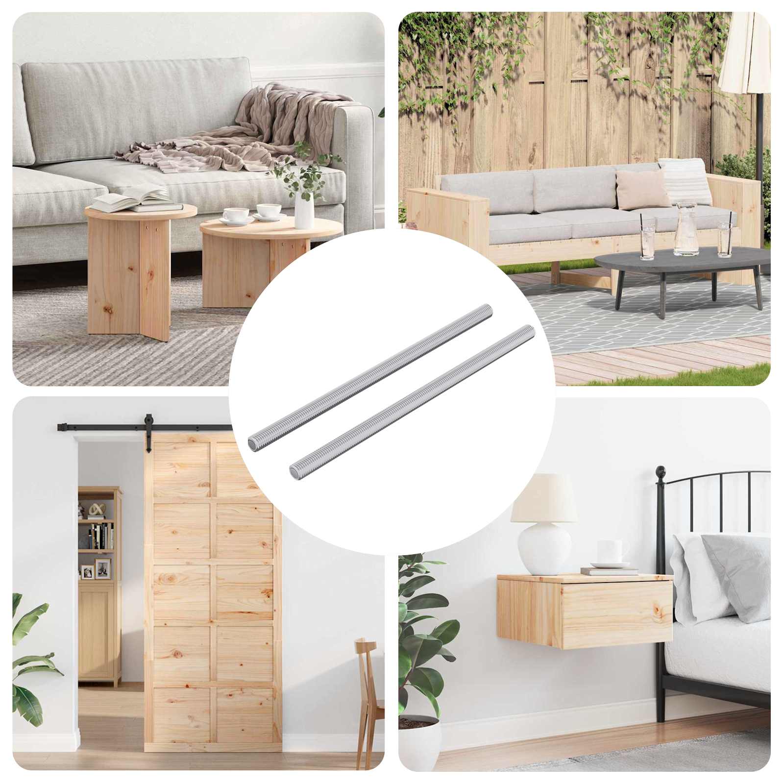 Menetes rúd 2 pcs ezüst 6 x 120 mm acél