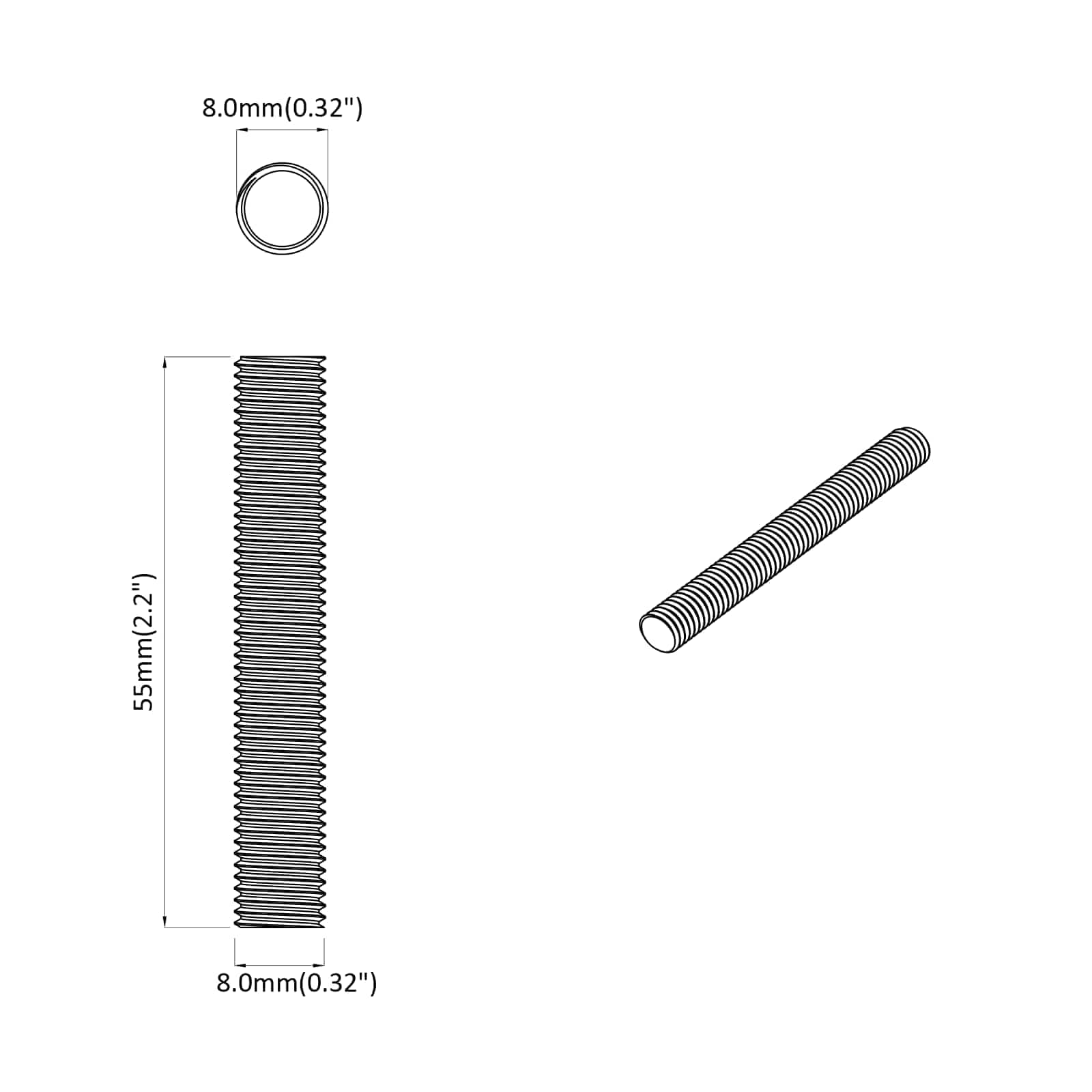 Menetes rúd 1000 pcs ezüst acél