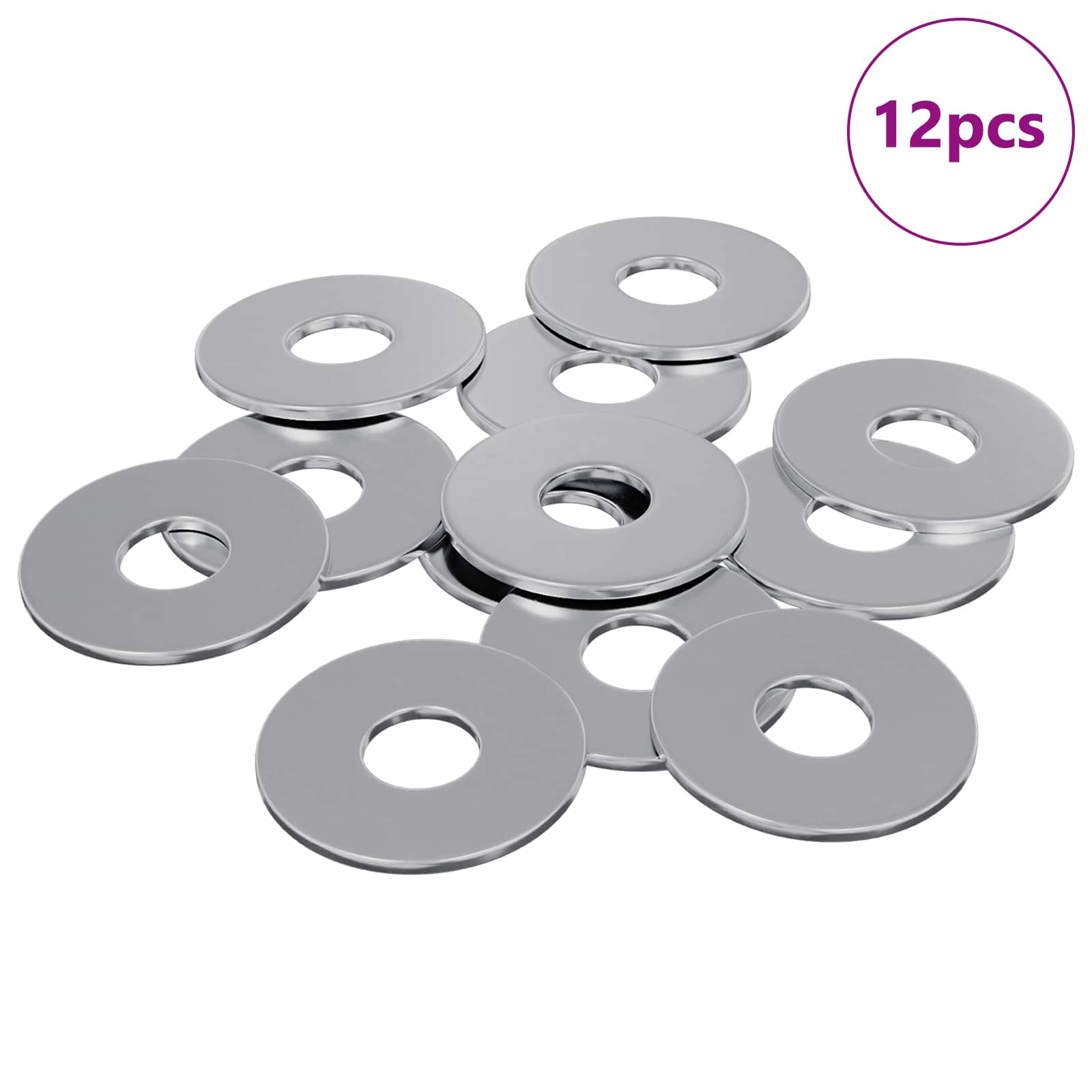 Alkalmas lapos alátétekhez 12 pcs ezüst m6 x 18 mm vas