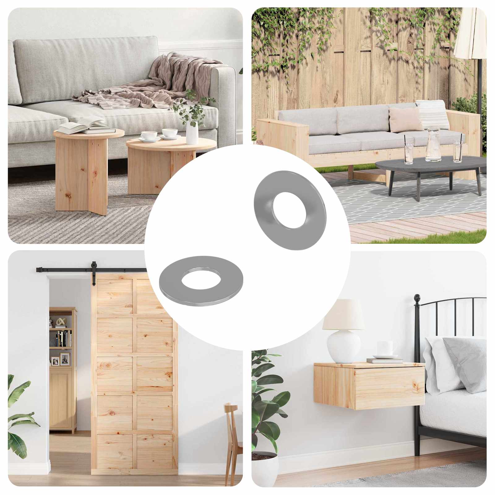 Alátétek 2 pcs ezüst 16 x 16 x 1,5 cm vas