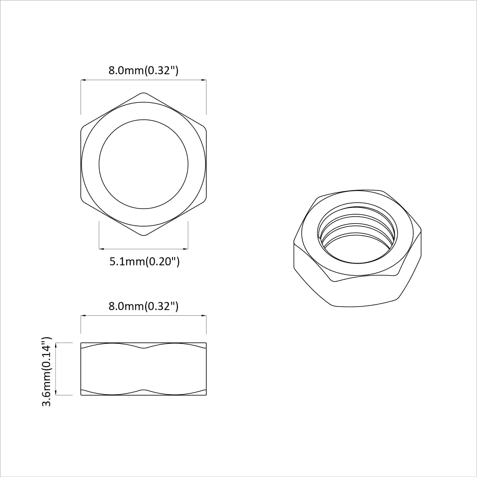 Hatszögletű anyák 23377 pcs ezüst vas