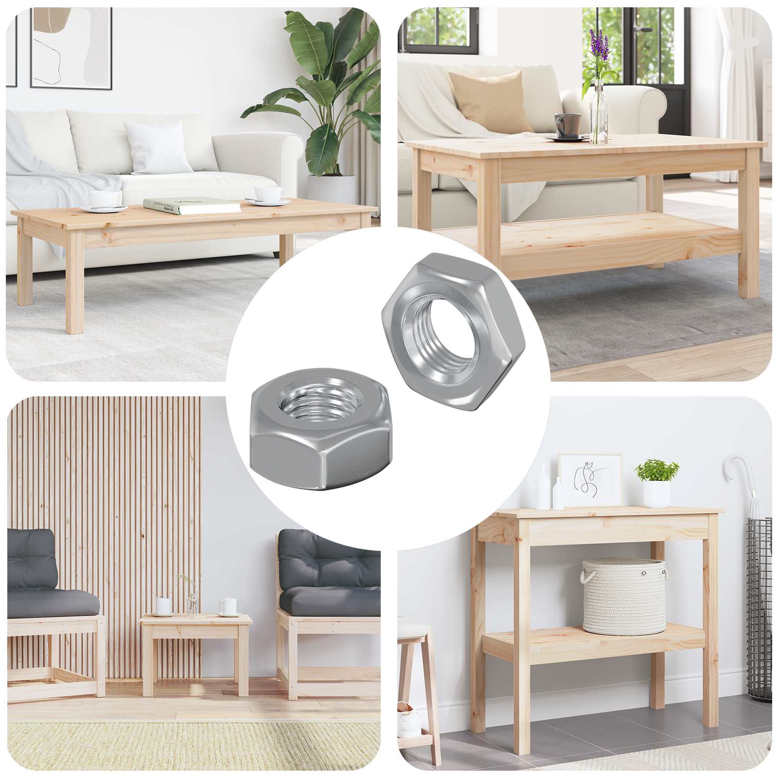 Hatszögletű anyák 2 pcs ezüst m8 vas