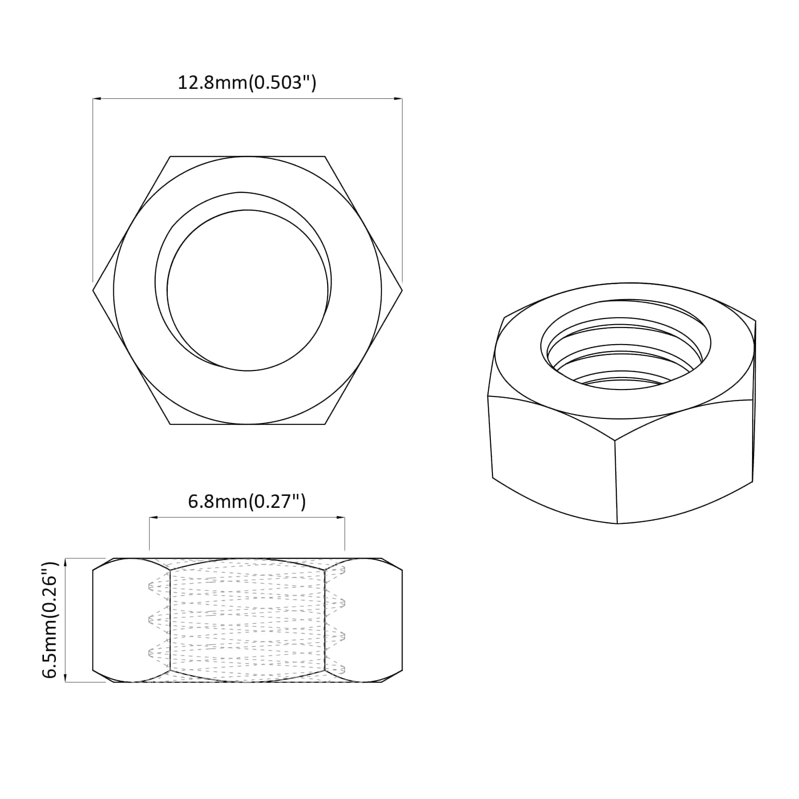 Hatású makk anyák 12 pcs ezüst m8 vas