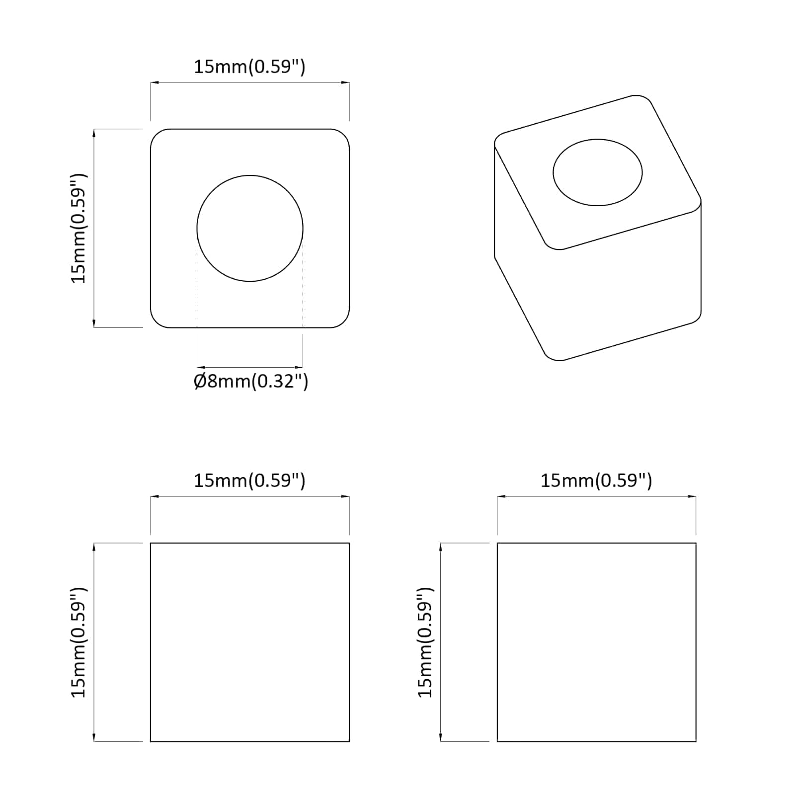 Fióktartó 12 pcs fekete 15 x 15 x 15mm pp kopolimert