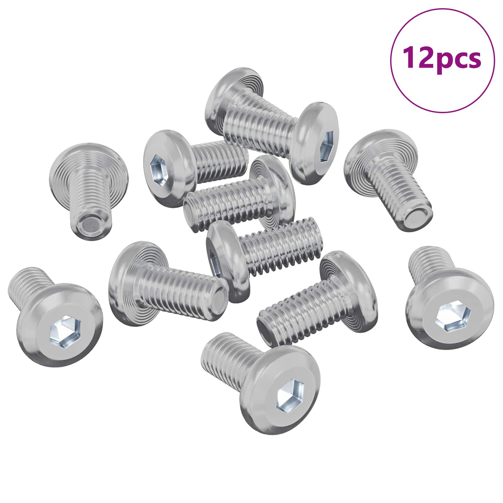 Zár csavar egyszínű 12 pcs ezüst m6 x 12 mm acél
