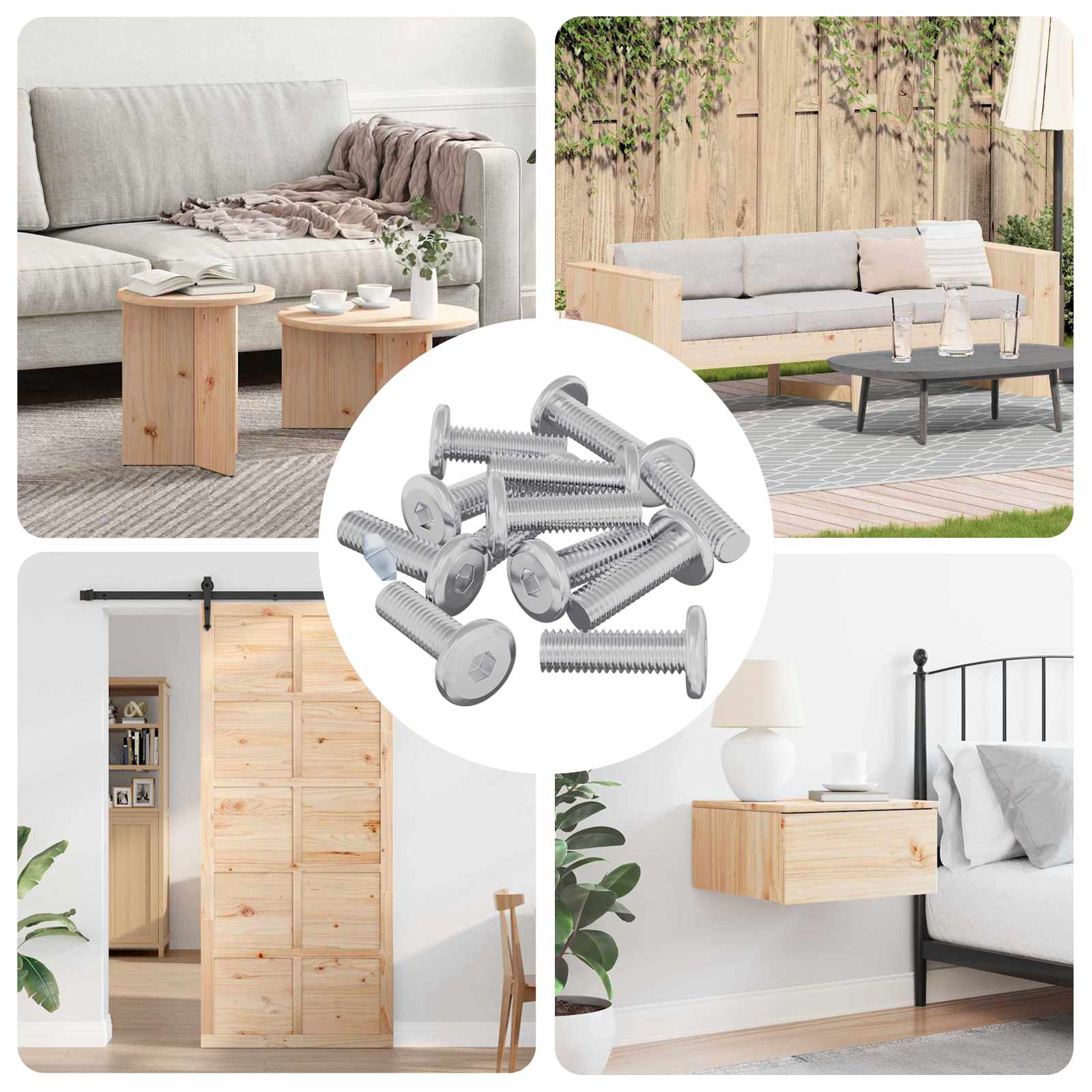 Csavar 12 pcs ezüst 8 x 25 mm acél