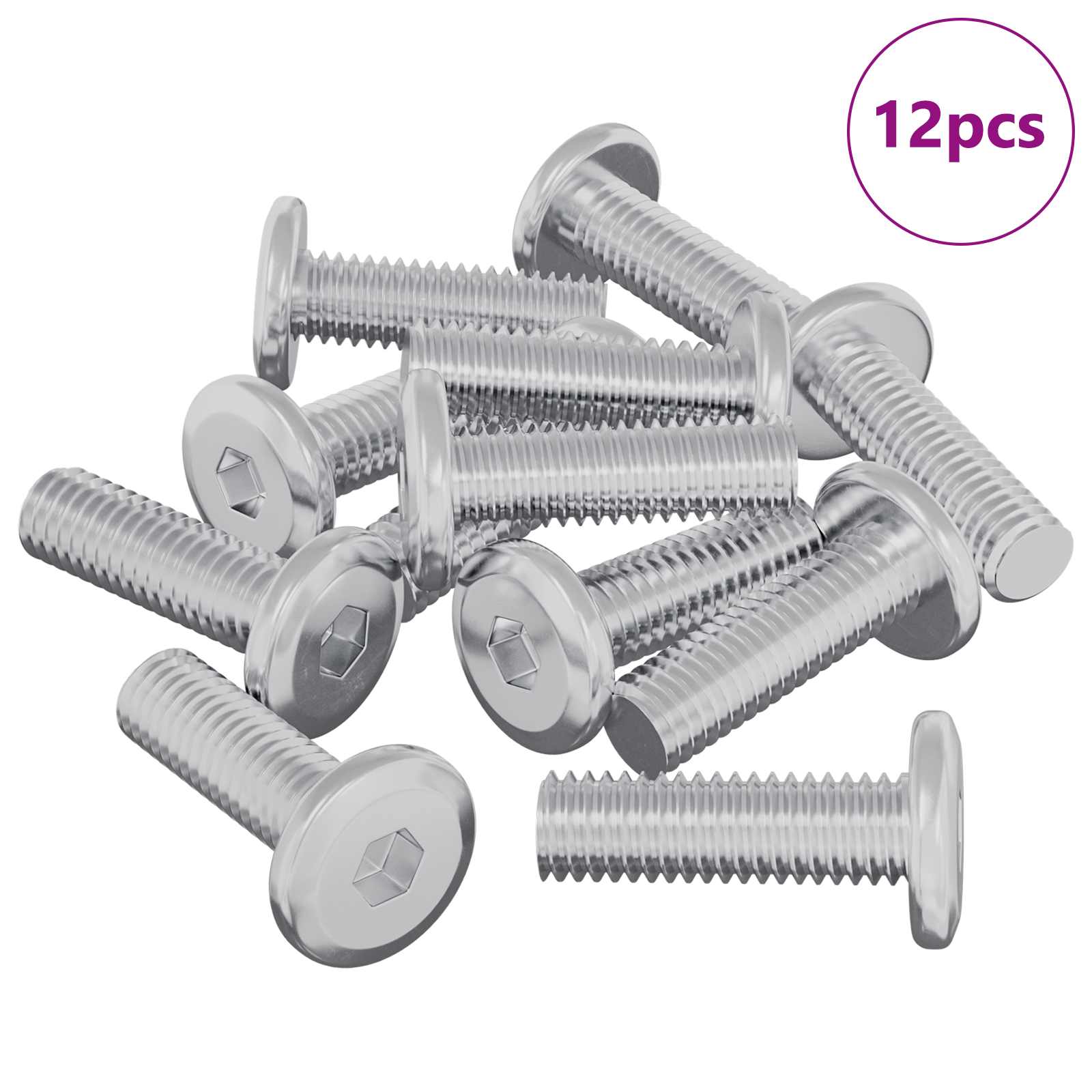 Csavar 12 pcs ezüst 8 x 25 mm acél