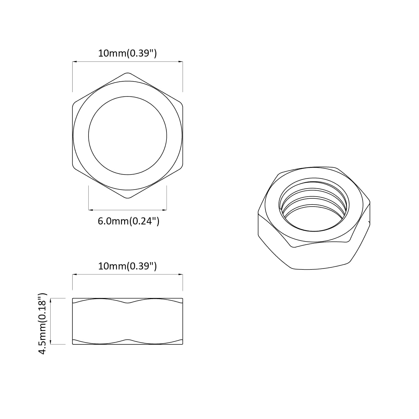 Anyából 2 pcs ezüst m6 x 10 mm vas