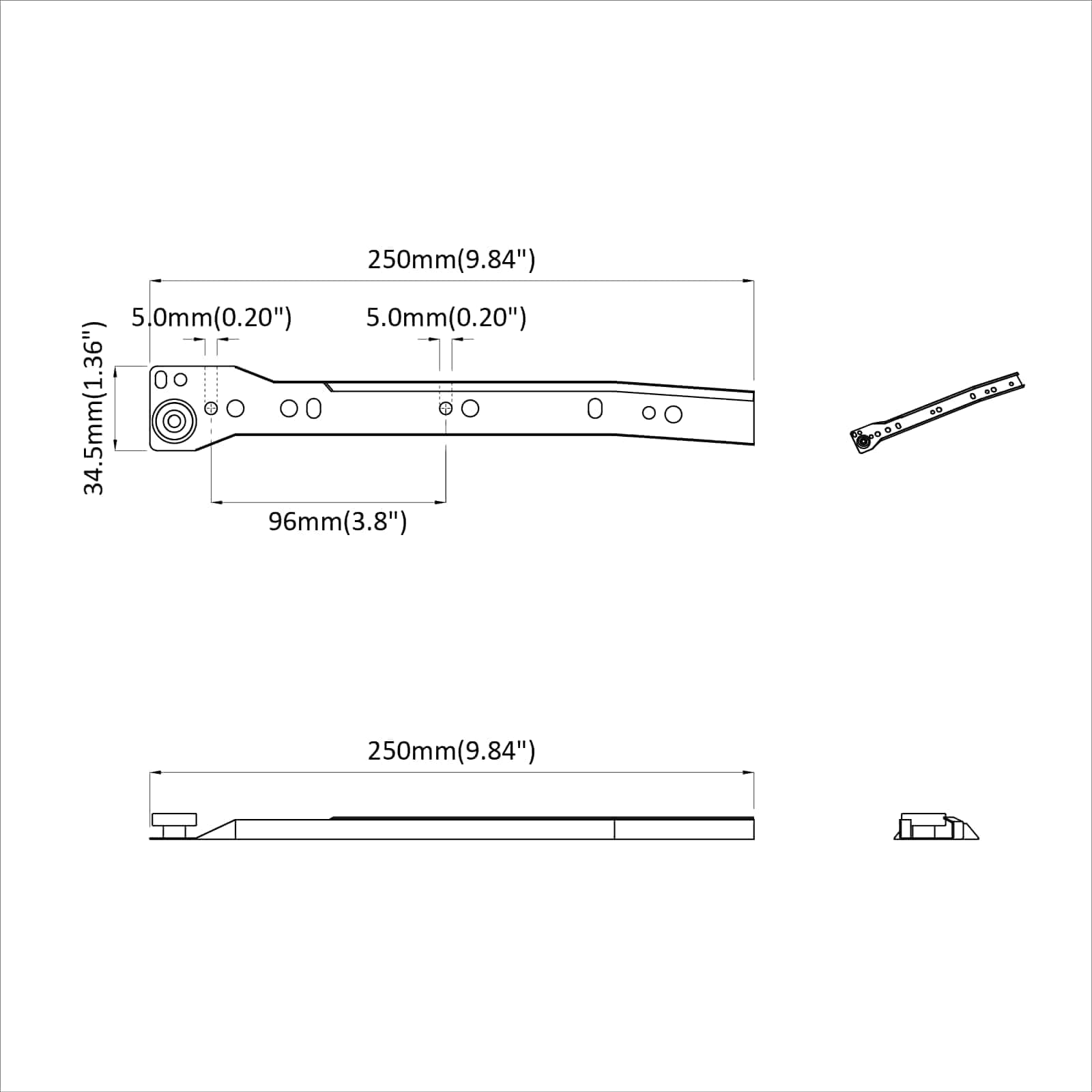 Fiók csúszó 12 pcs fehér 250 mm acél
