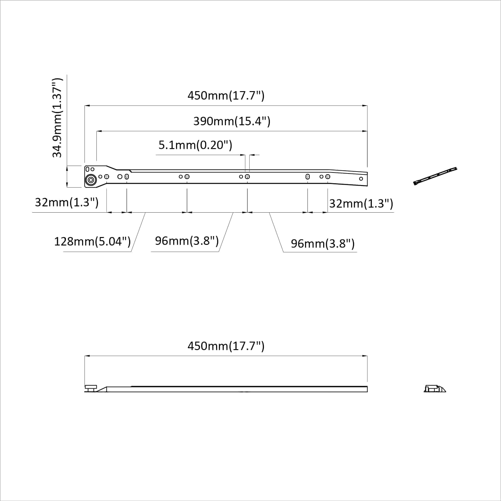 Fiók csúszó 12 pcs fehér 450 mm acél
