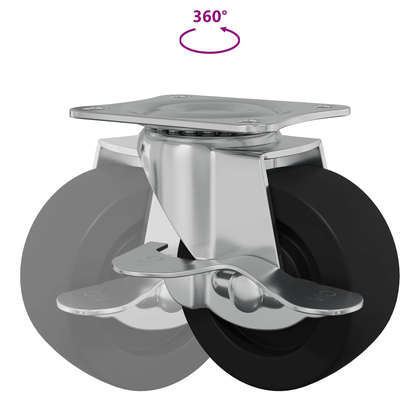 Kerekek 2 pcs fekete és ezüst 63 x 48 x 46 mm vas és nylon