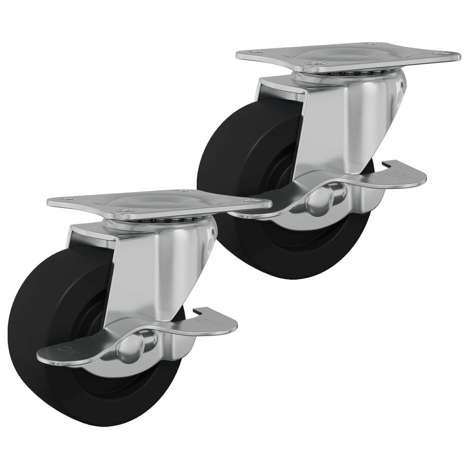 Kerekek 2 pcs fekete és ezüst 63 x 48 x 46 mm vas és nylon