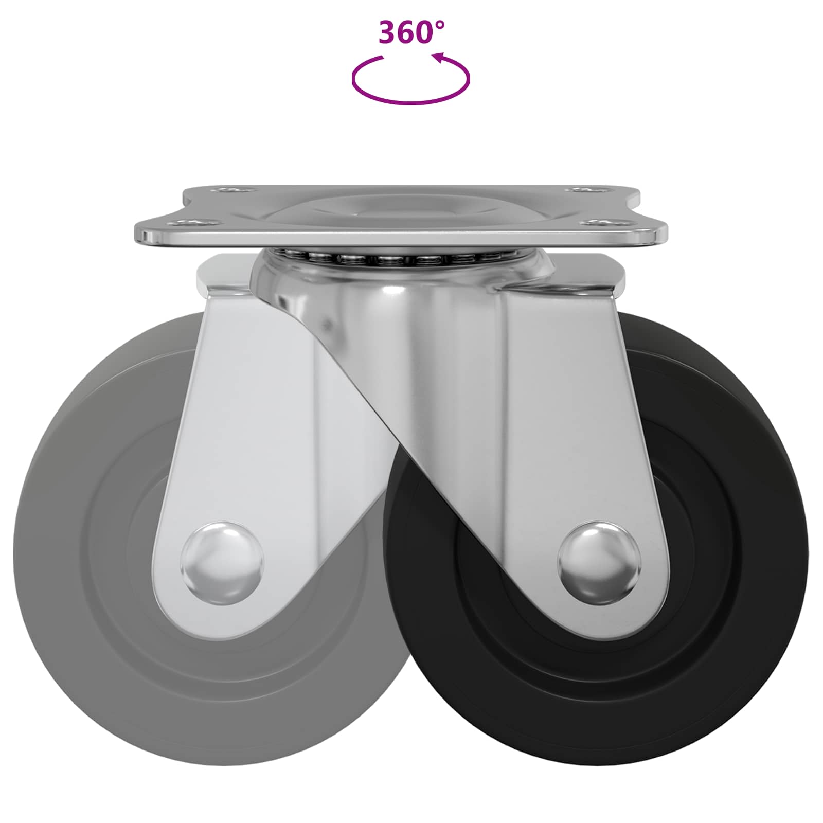 Forgó kerék 12 pcs ezüst 60 x 60 x 50 mm vas és nylon