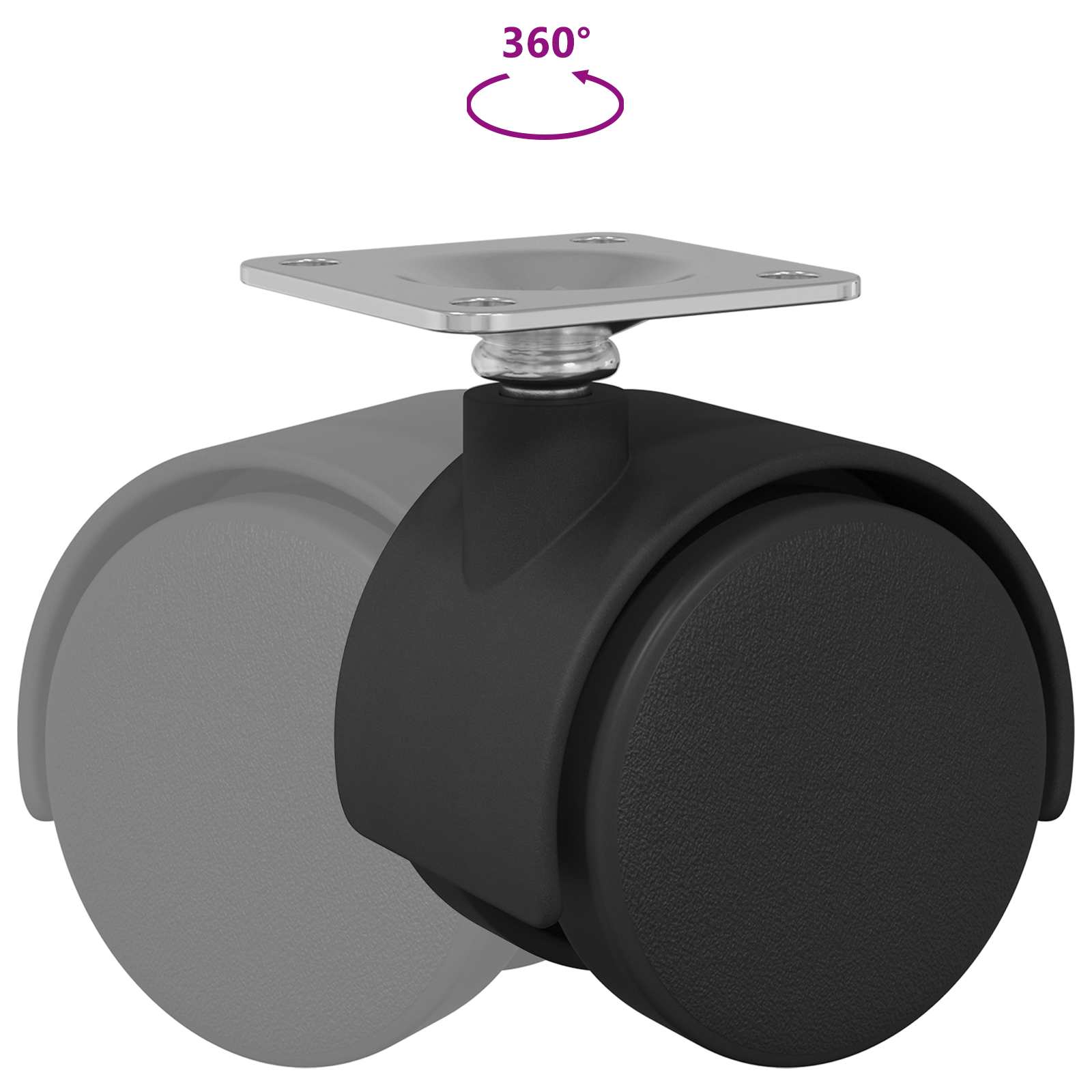 Forgó kerék 2 pcs fekete 54 mm vas és pp