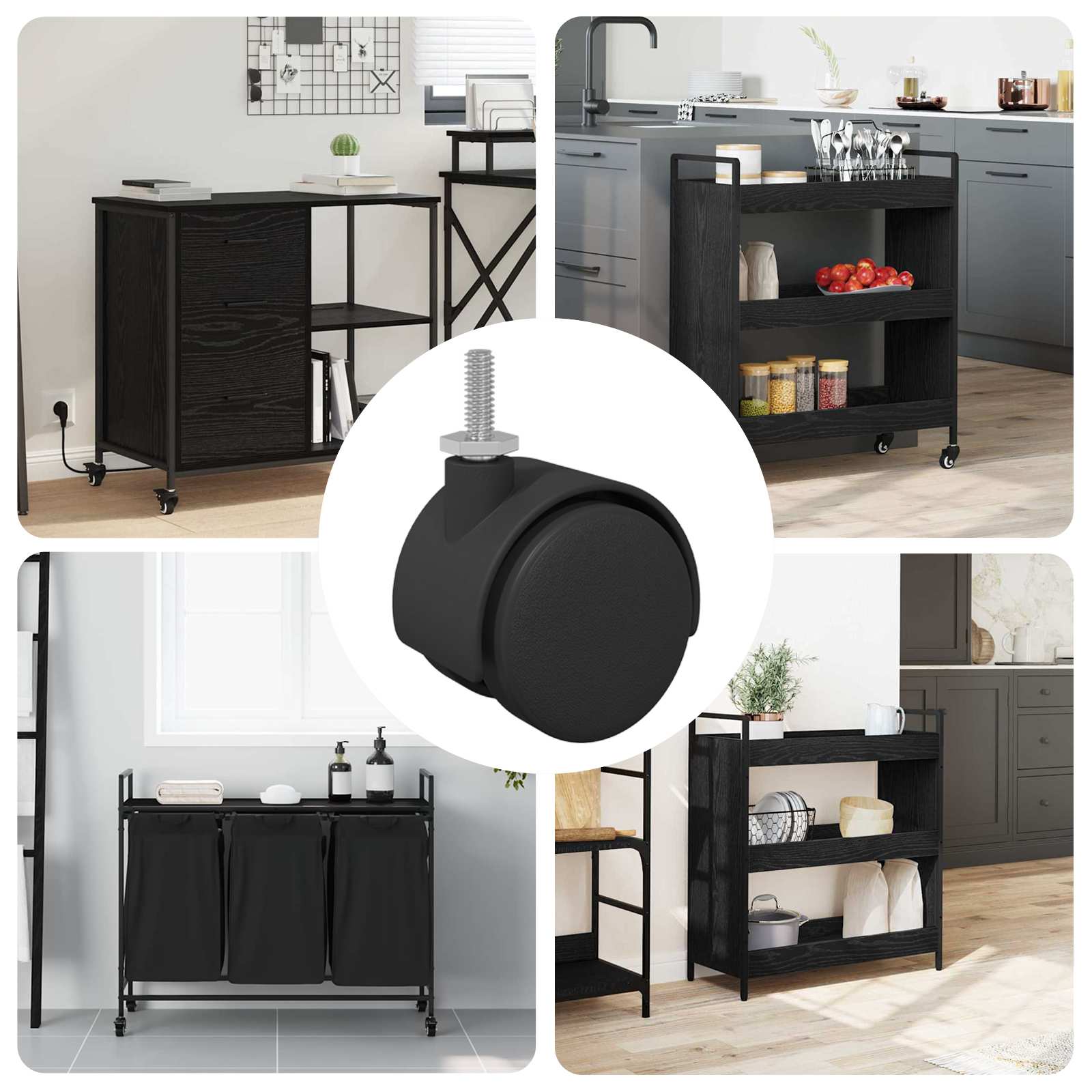 Kerekek 12 pcs fekete és ezüst 37,8 x 40 mm vas és pp