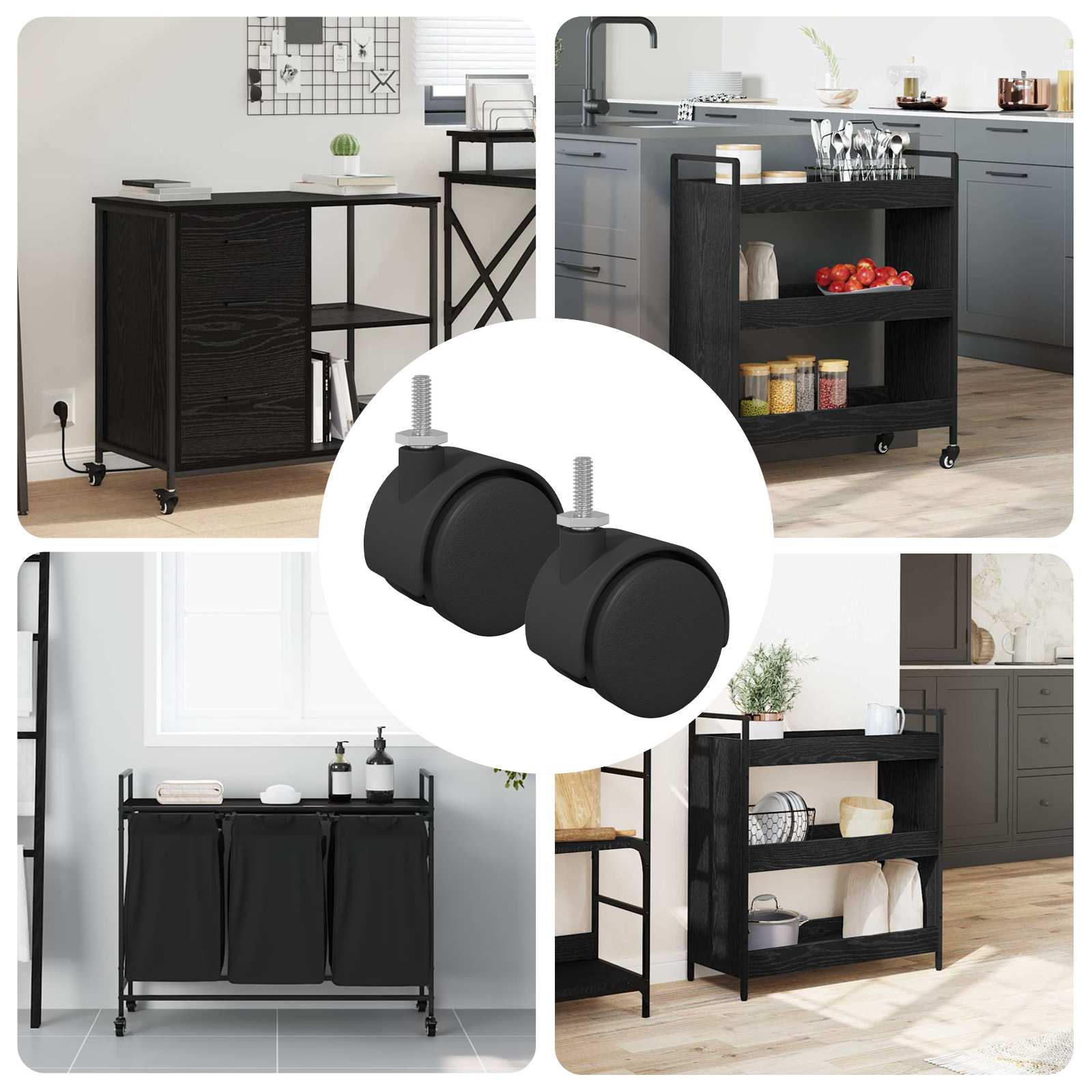 Kerekek 2 pcs fekete 40,1 x 40,1 x 37,8 mm pp és vas