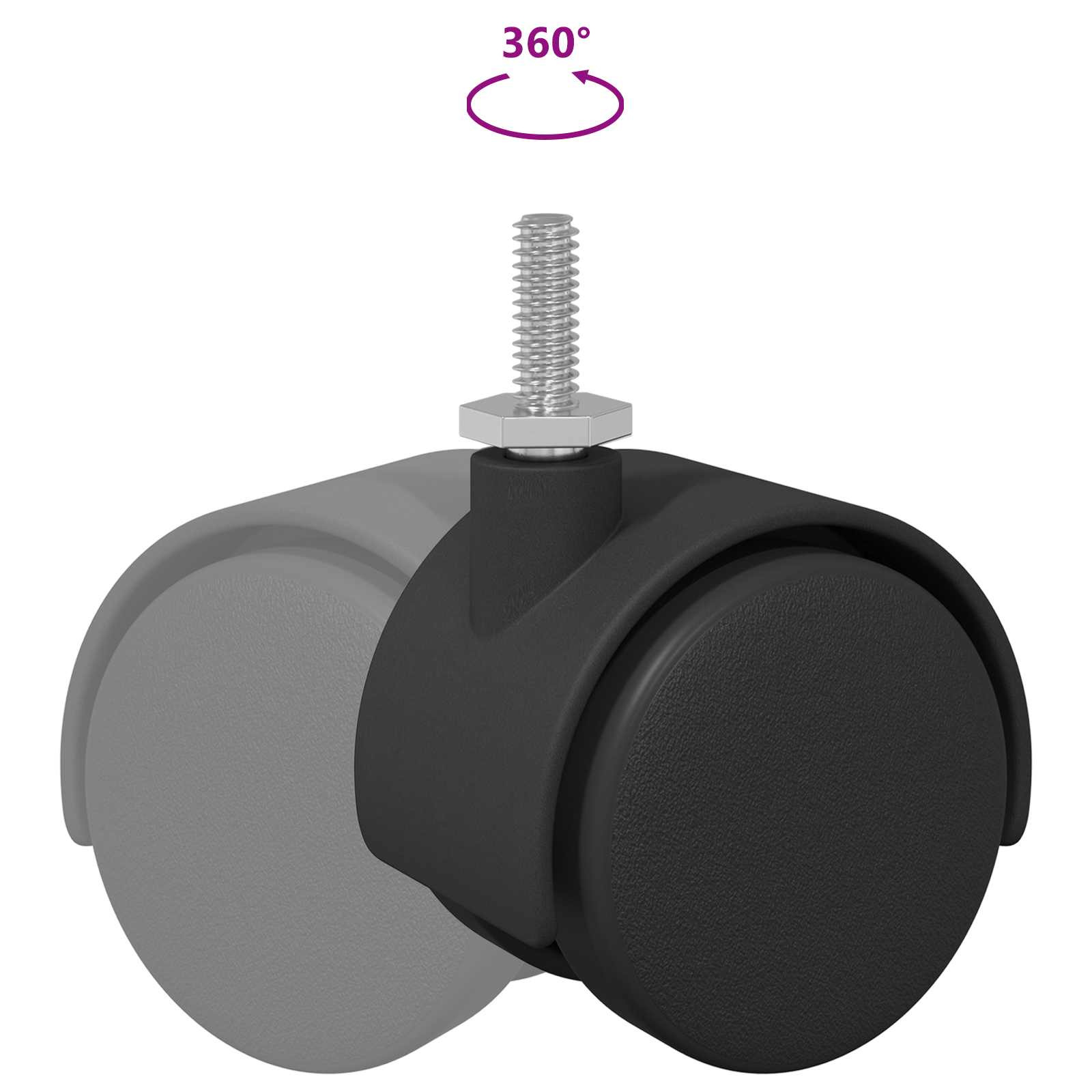 Kerekek 2 pcs fekete 40,1 x 40,1 x 37,8 mm pp és vas