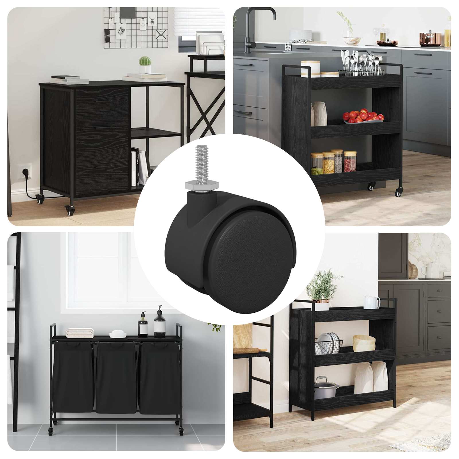 Kerekek 12 pcs fekete 40,1 x 40,1 x 37,8 mm pp és vas