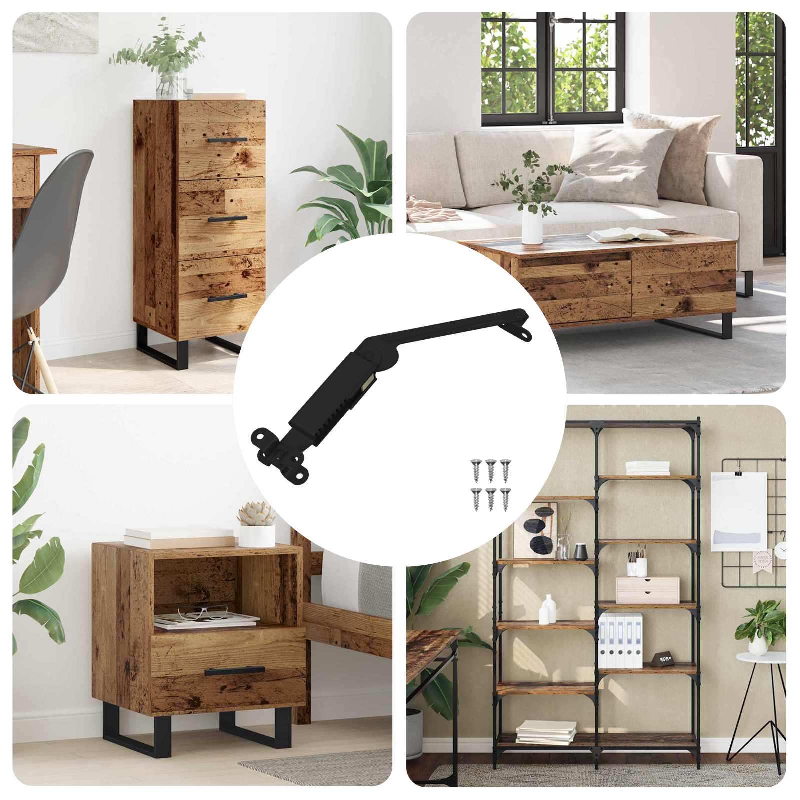 Fedél támogató zsanér 12 pcs fekete 192 x 32 x 50 mm acél