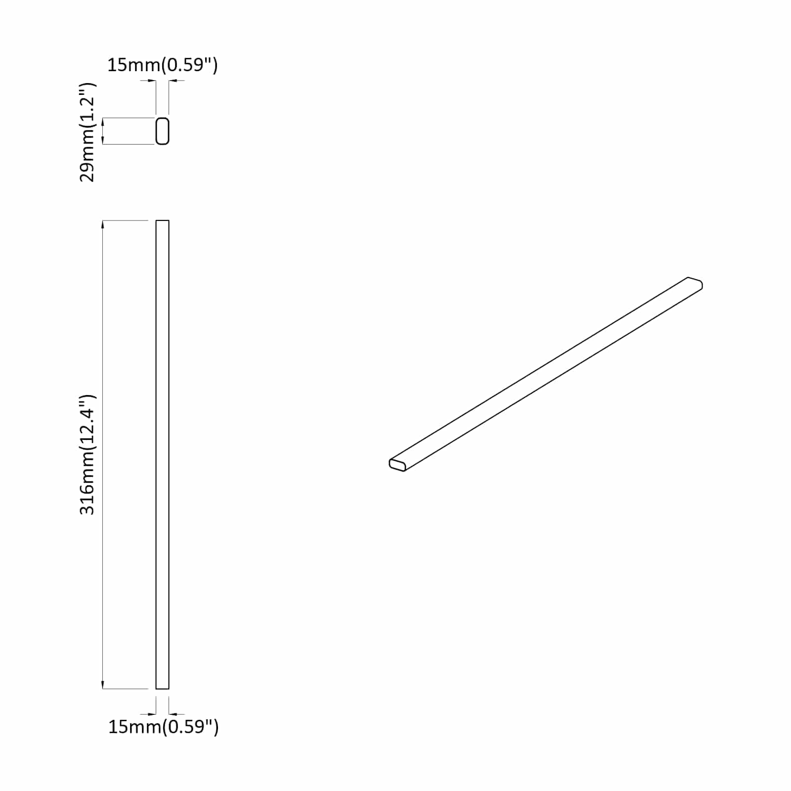 Szekrény rúd 12 pcs ezüst 764 x 15 x 29 mm alumínium ötvözet
