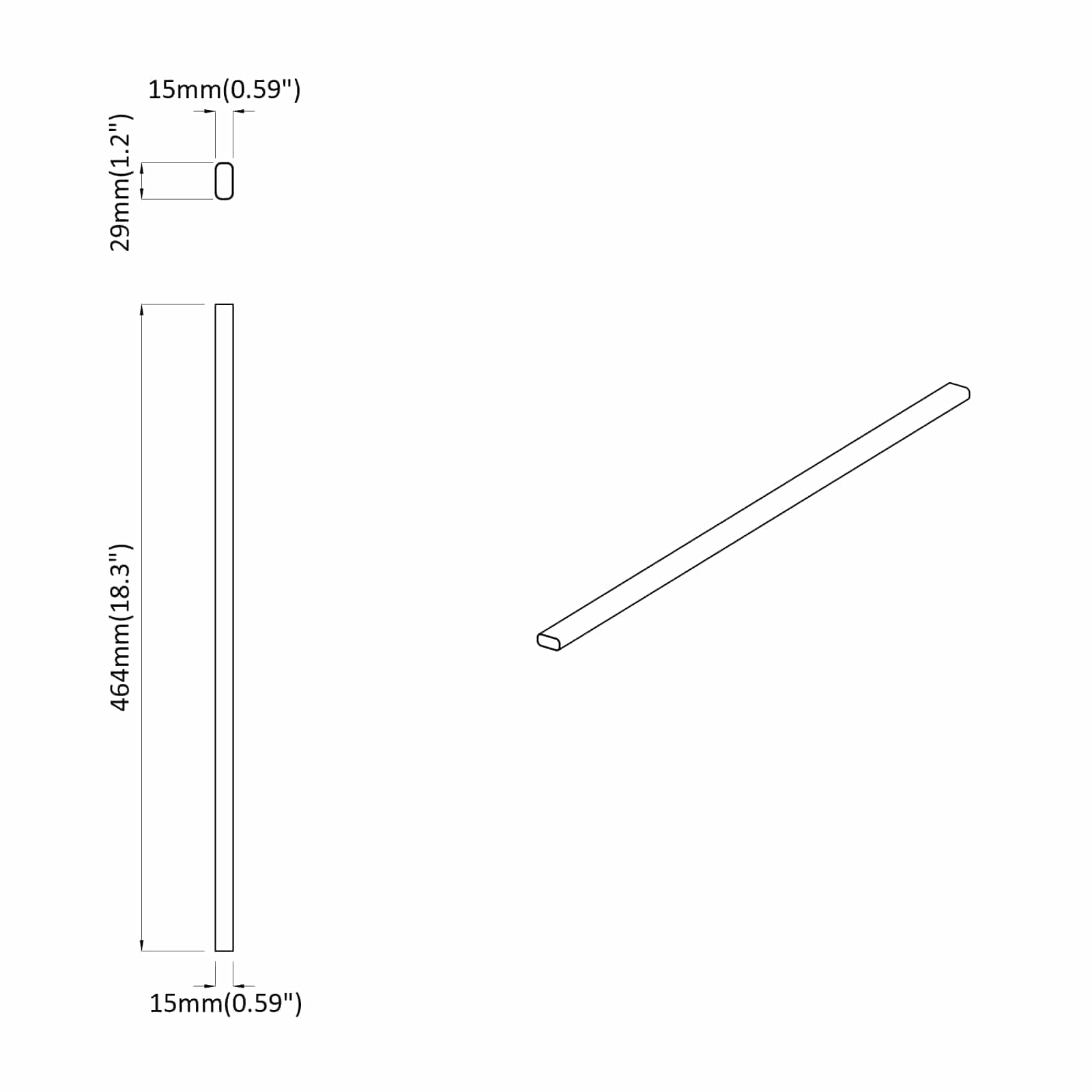 Szekrény rúd 12 pcs ezüst 464 x 15 x 29 mm alumínium ötvözet