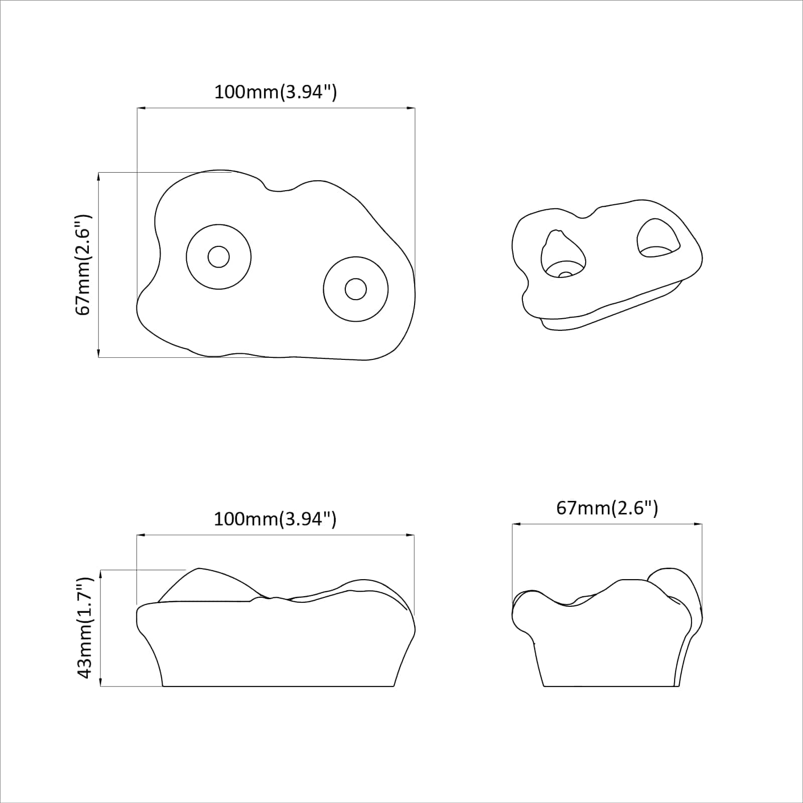 Mászó fogás 2 pcs narancssárga 100 x 67 x 43 mm pp