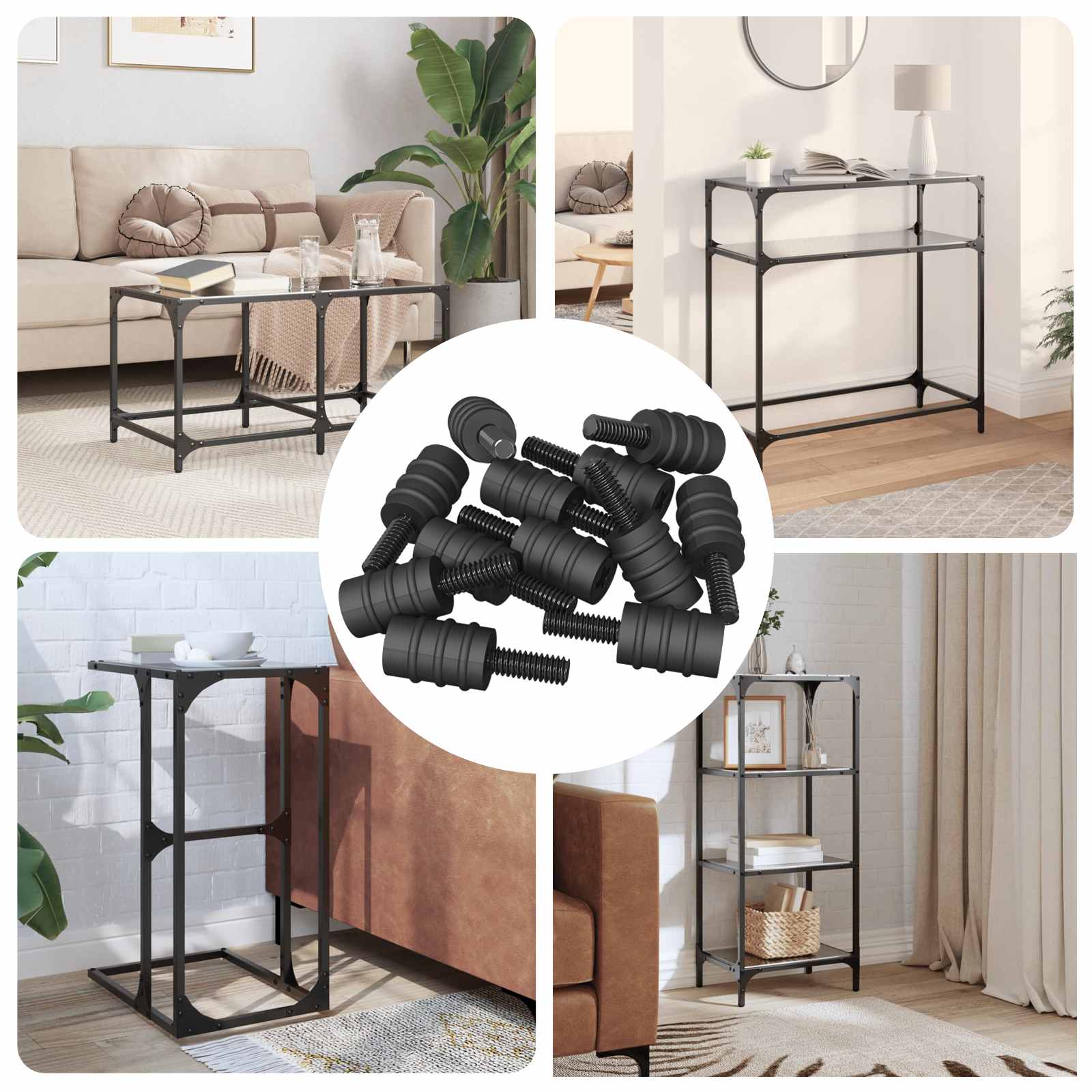 Távtartó csavar 4865 pcs fekete m4 gumi és acél