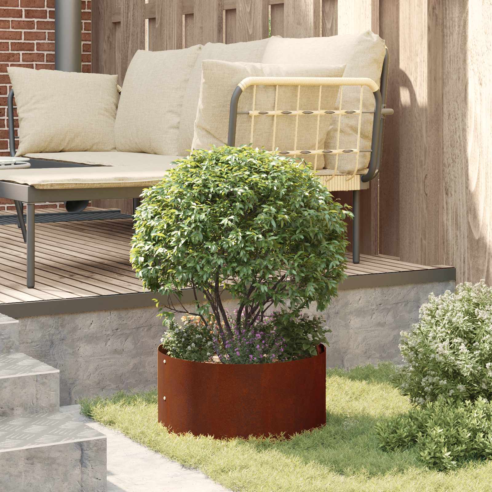 Ültető gyűrű 5 pcs barna 40 x 40 x 20 cm időjárásálló acél
