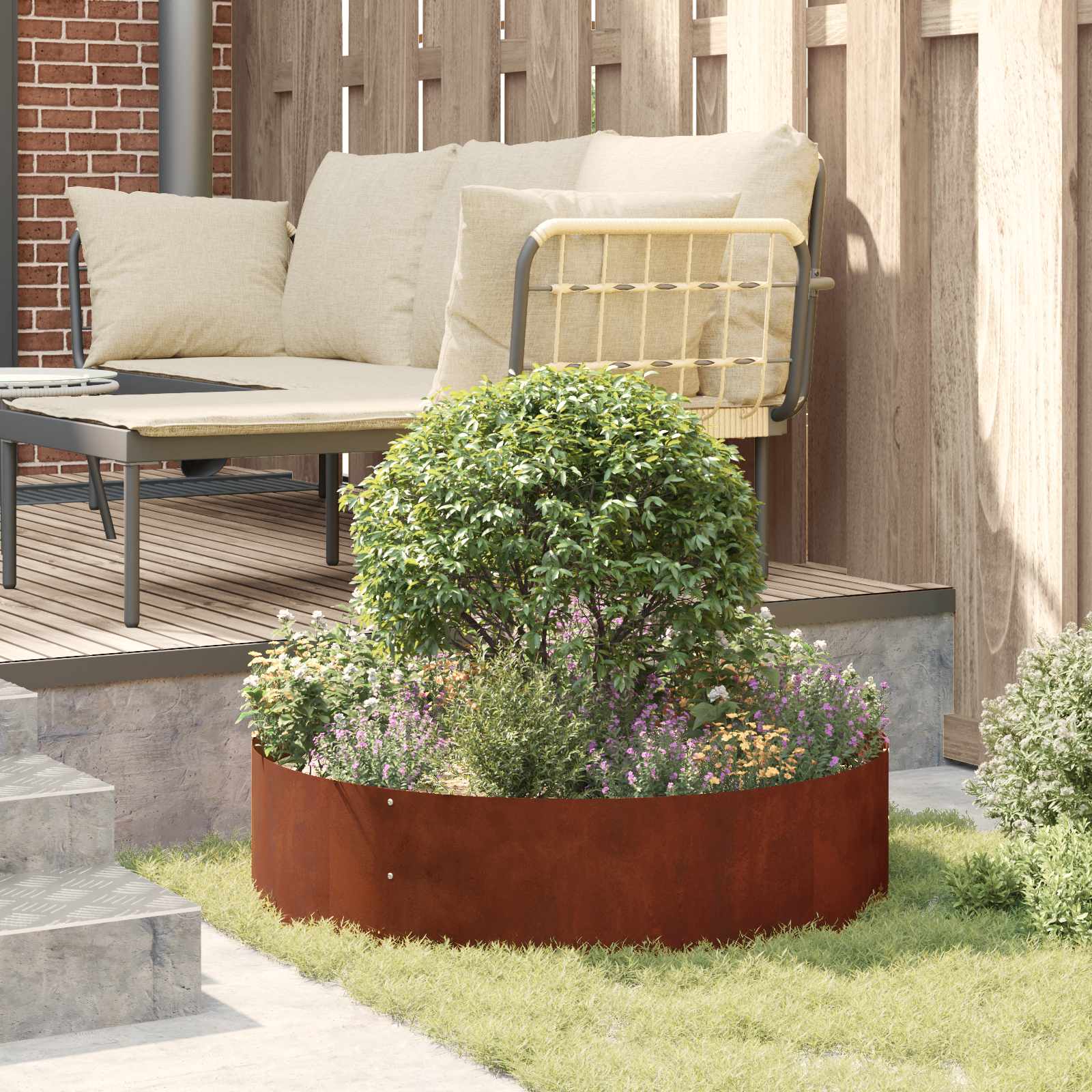 Ültető gyűrű 5 pcs barna 80 x 80 x 20 cm időjárásálló acél