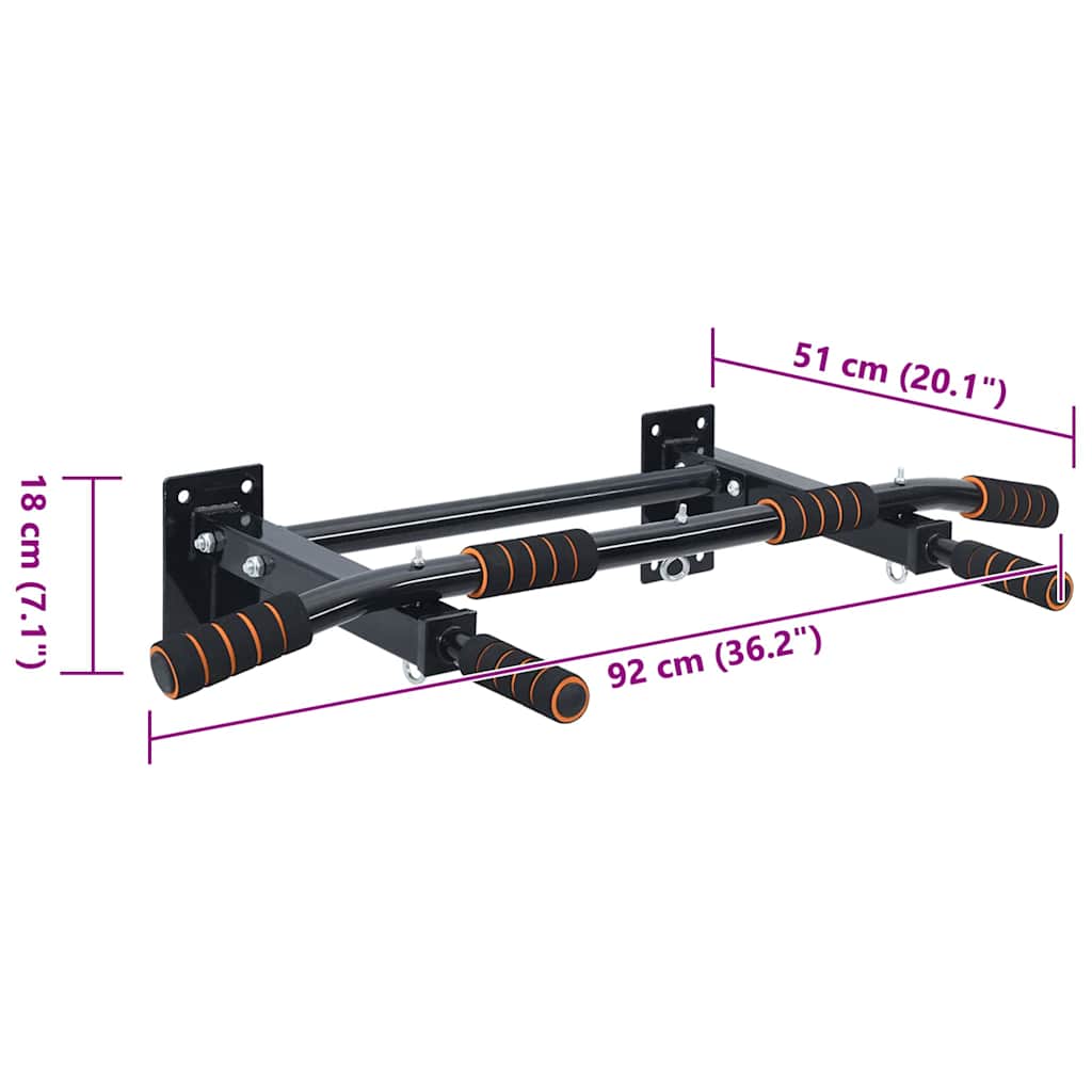 Vidaxl húzódzkodó rúd fekete és piros 92 x 51 x 18 cm porszórt acél