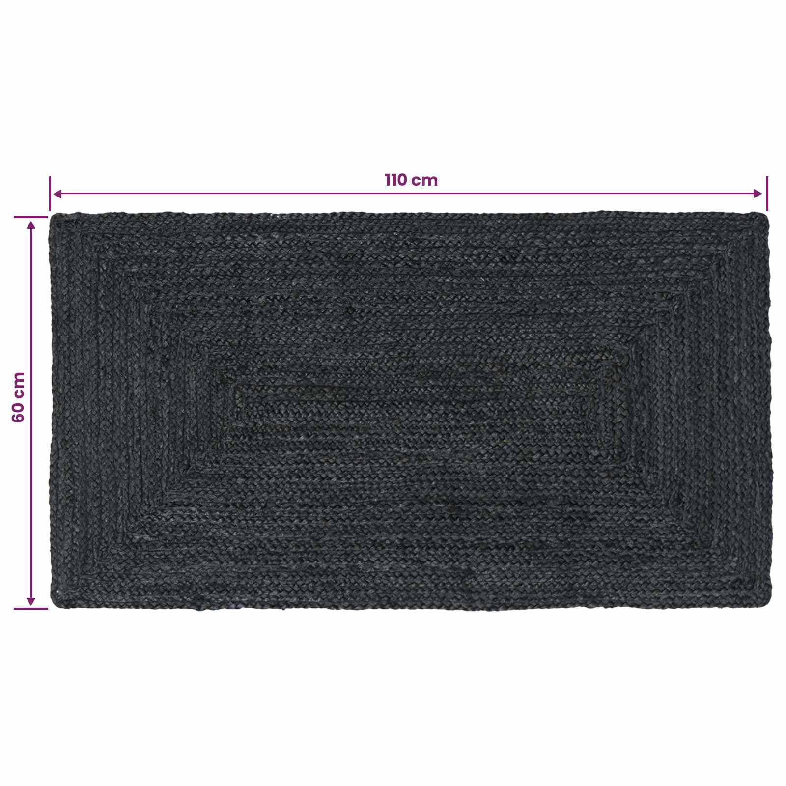 Területszőnyegek négyszögletes sötétszürke 60 x 110 cm juta