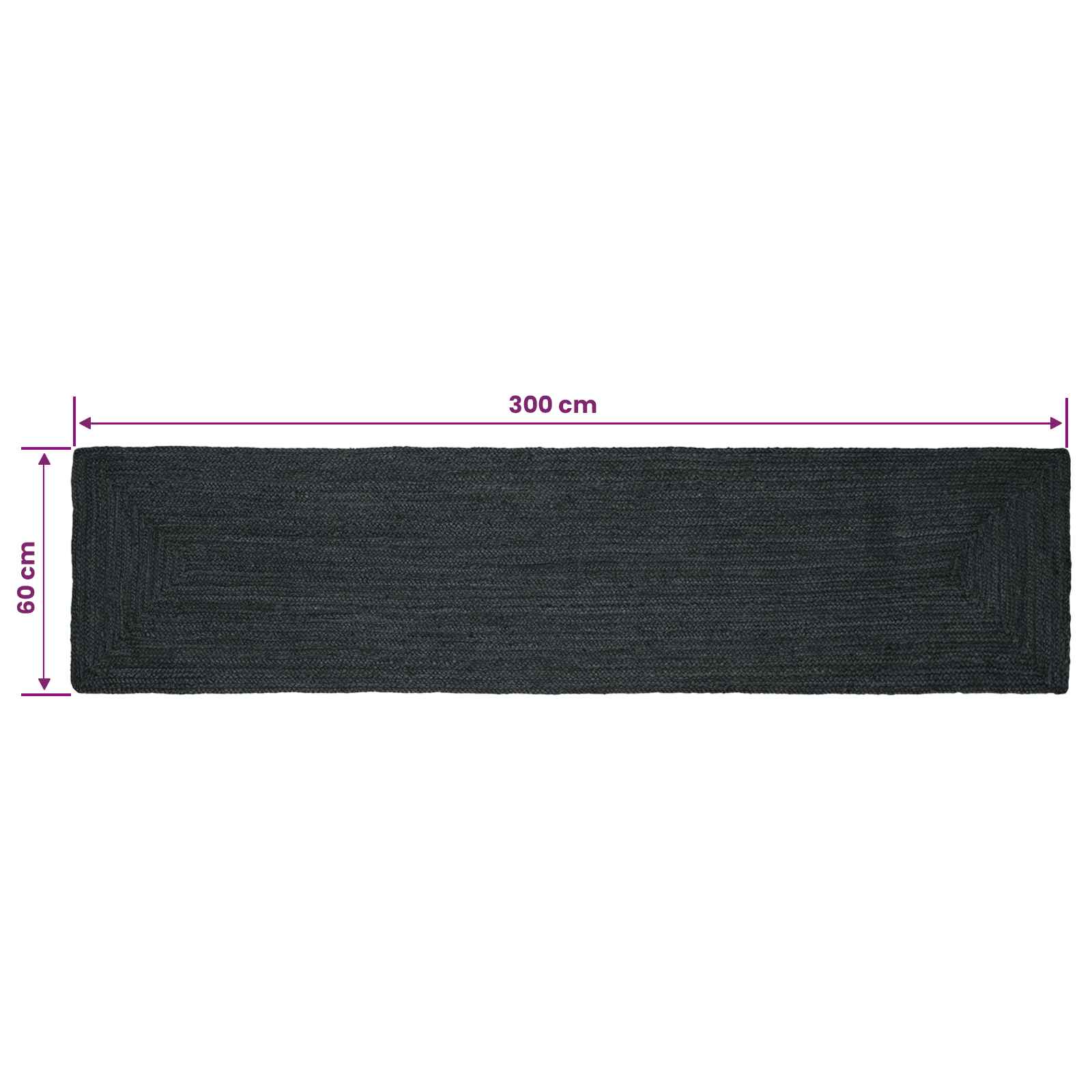 Területszőnyegek négyszögletes sötétszürke 60 x 300 cm juta