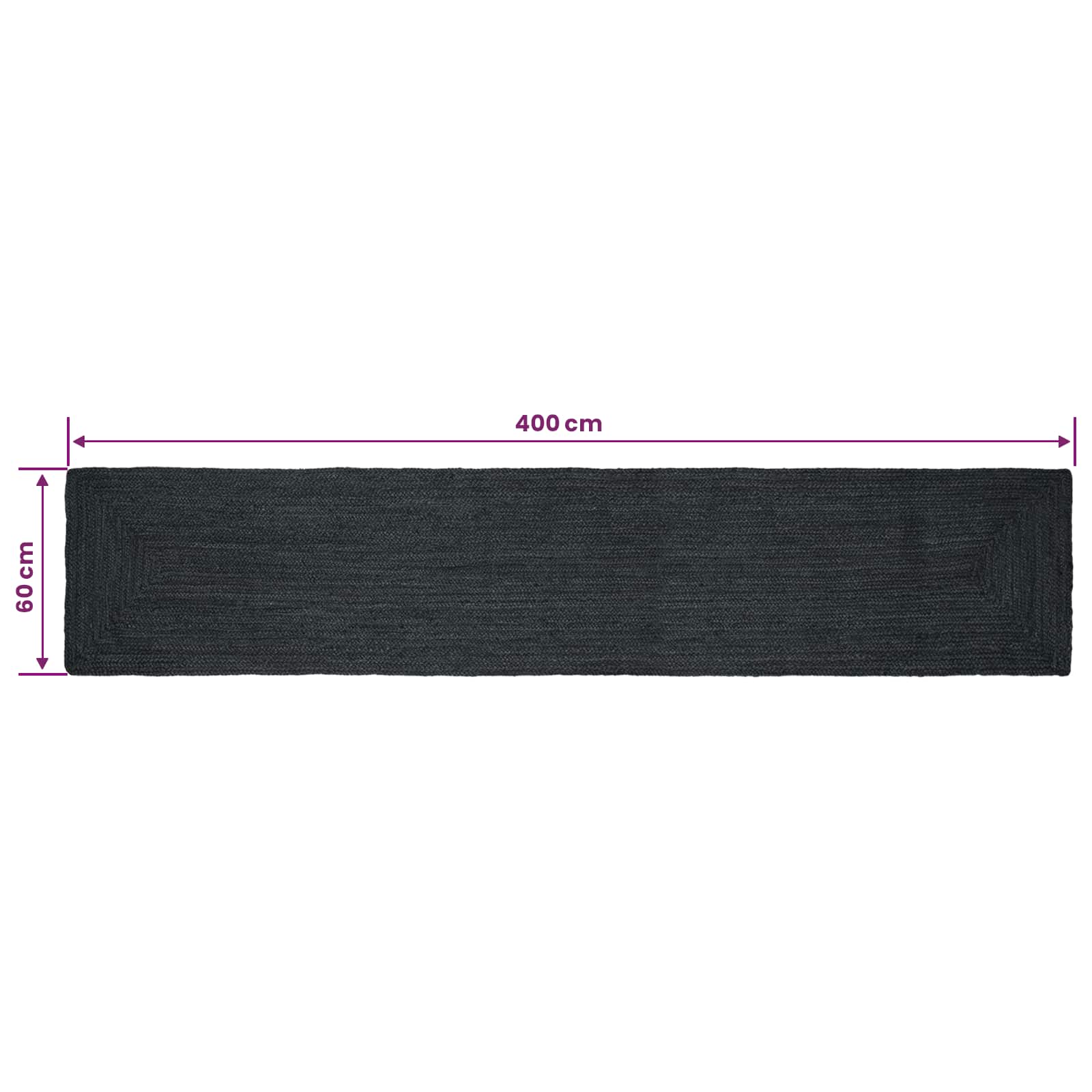 Területszőnyegek négyszögletes sötétszürke 60 x 400 cm juta