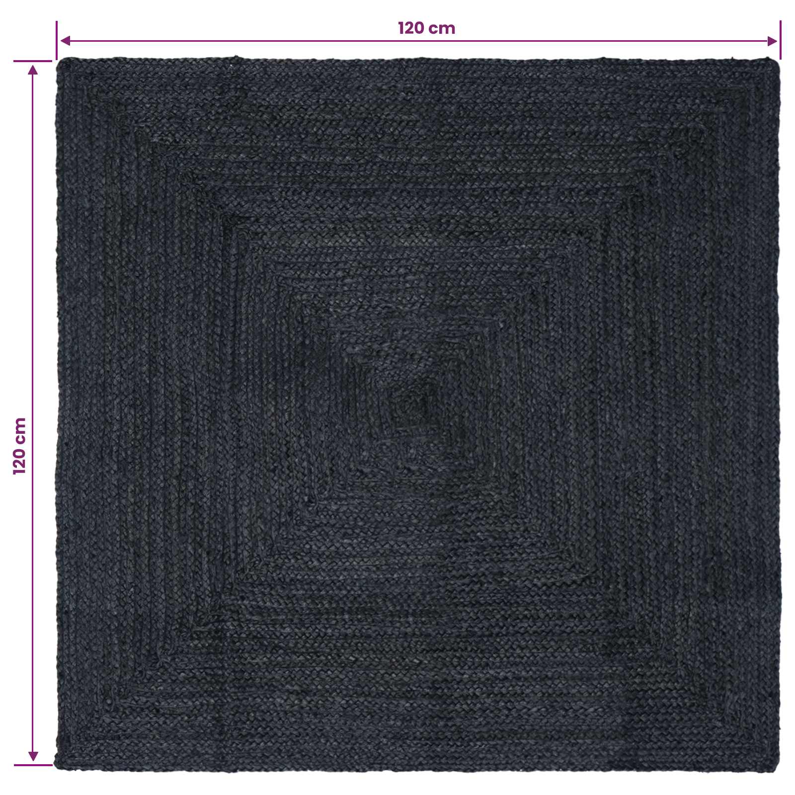 Területszőnyegek négyszögletes sötétszürke 120 x 120 cm juta