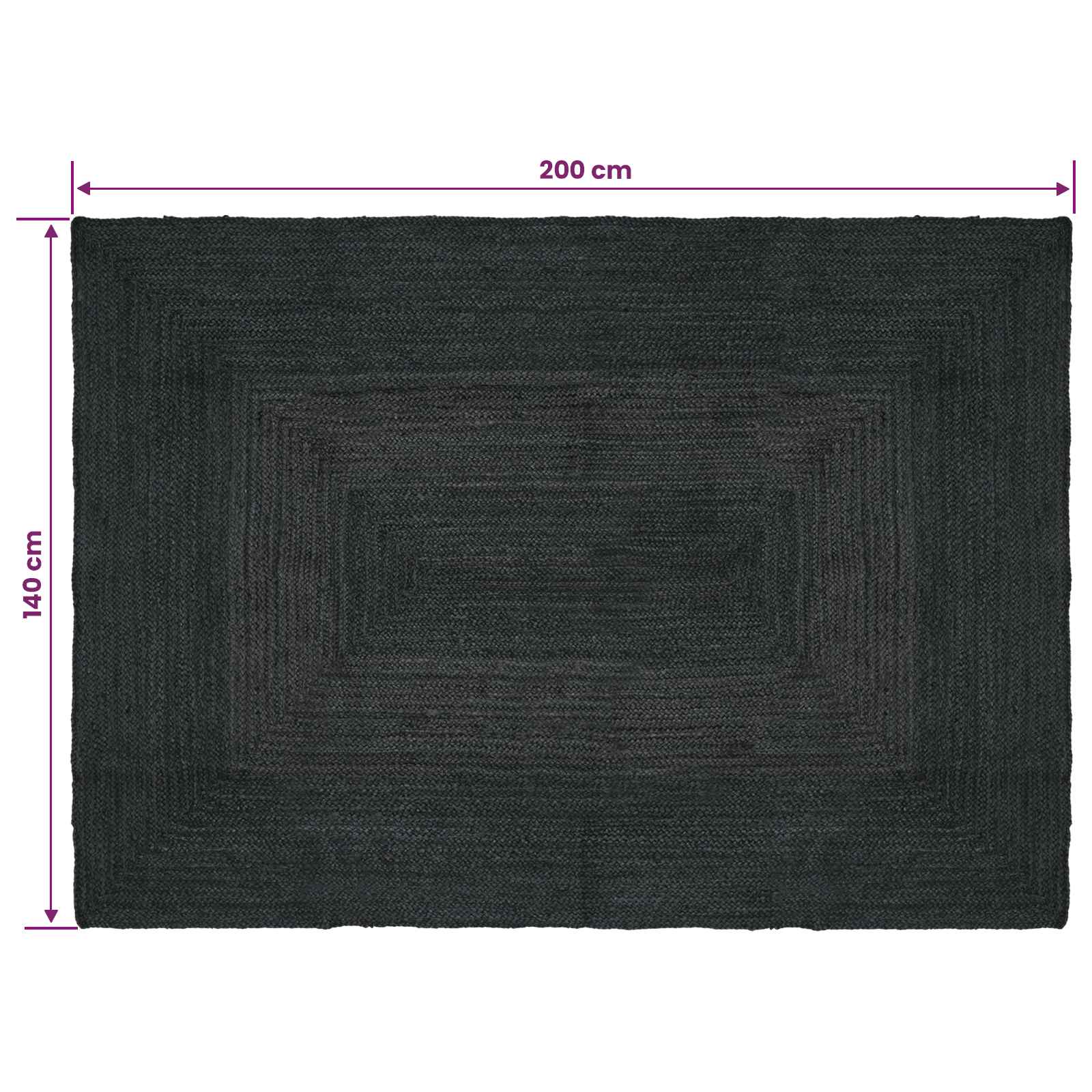 Területszőnyegek négyszögletes sötétszürke 140 x 200 cm juta