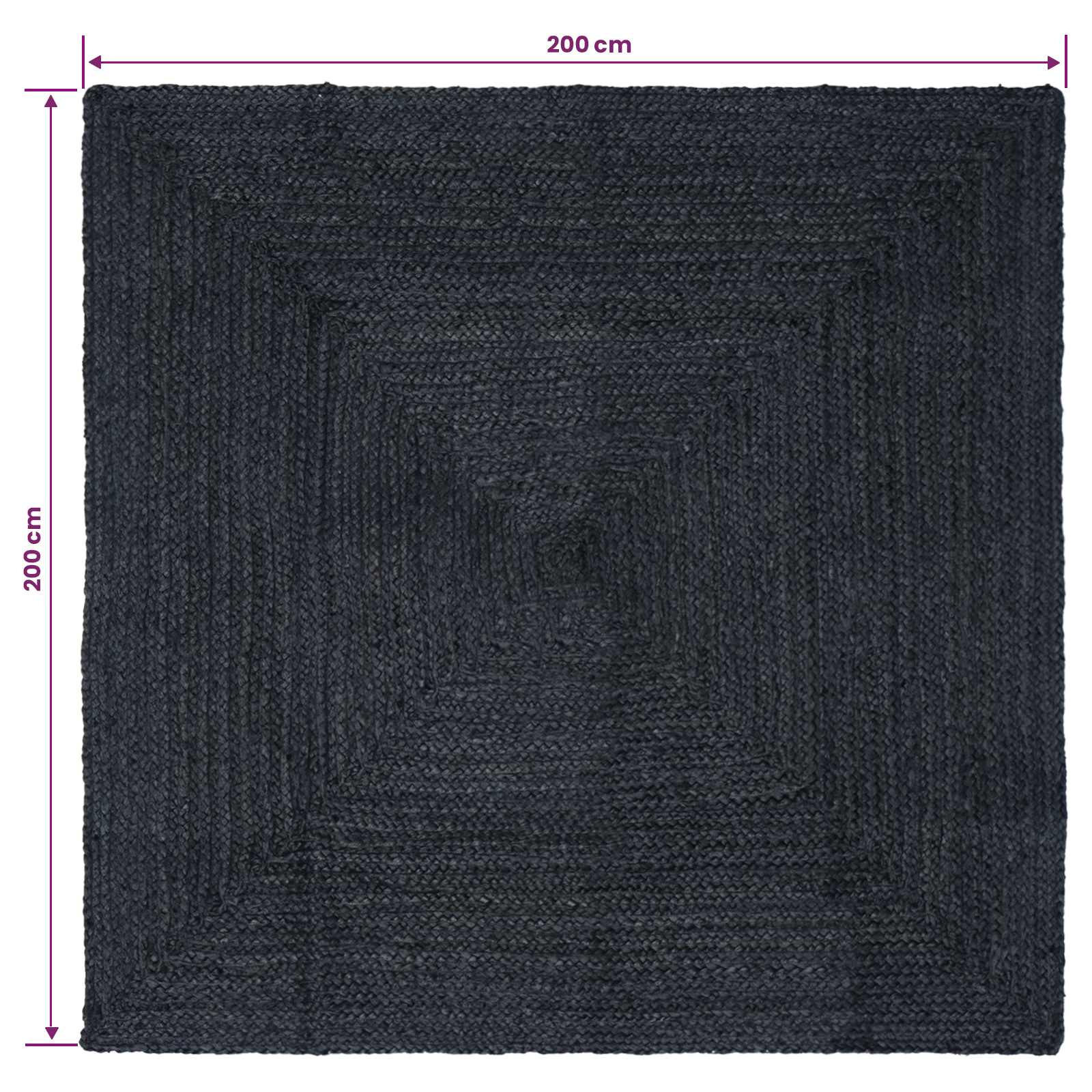 Területszőnyegek négyzet sötétszürke 200 x 200 cm juta
