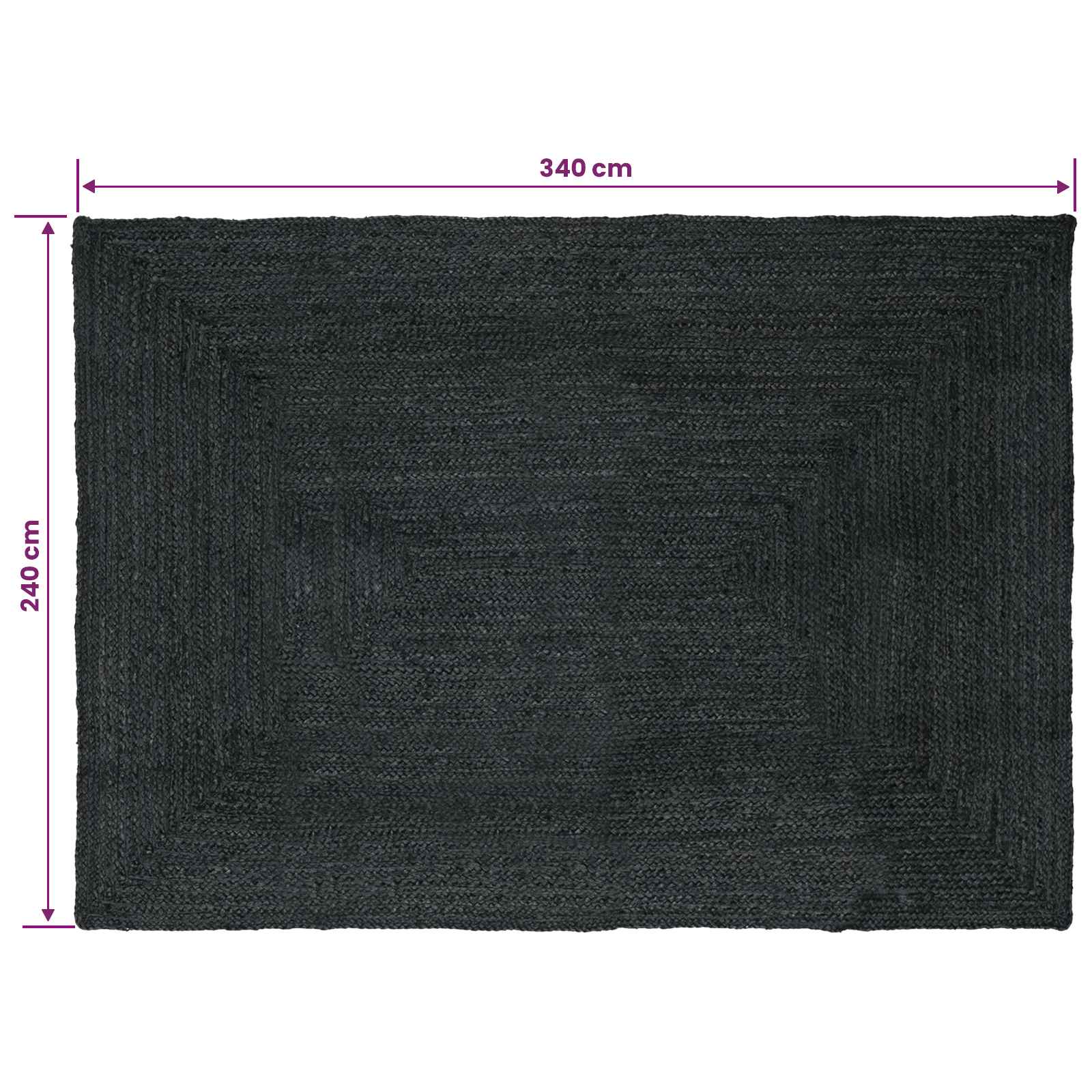 Területszőnyegek négyszögletes sötétszürke 240 x 340 cm juta