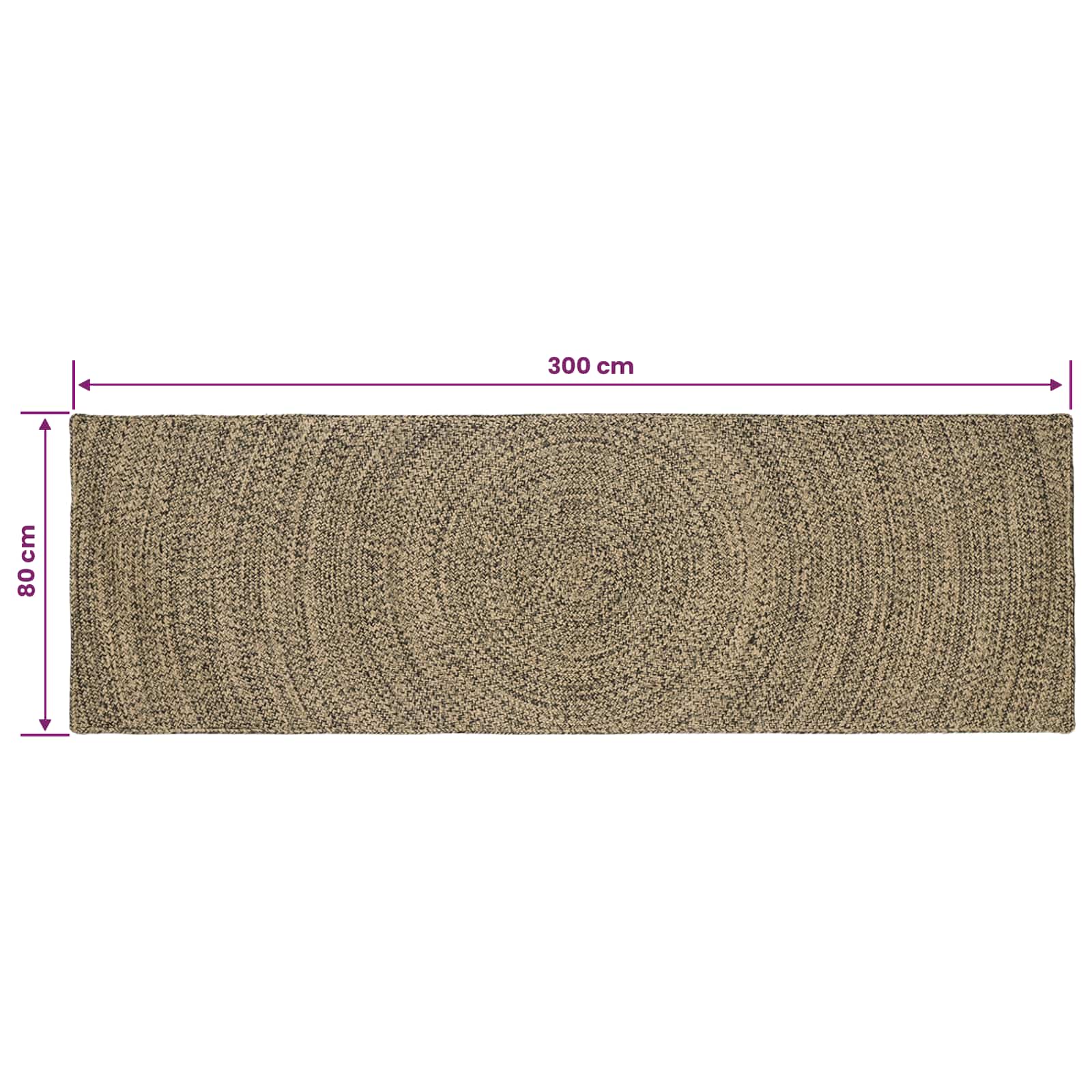 Területszőnyegek természetes és fekete 80 x 300 cm juta