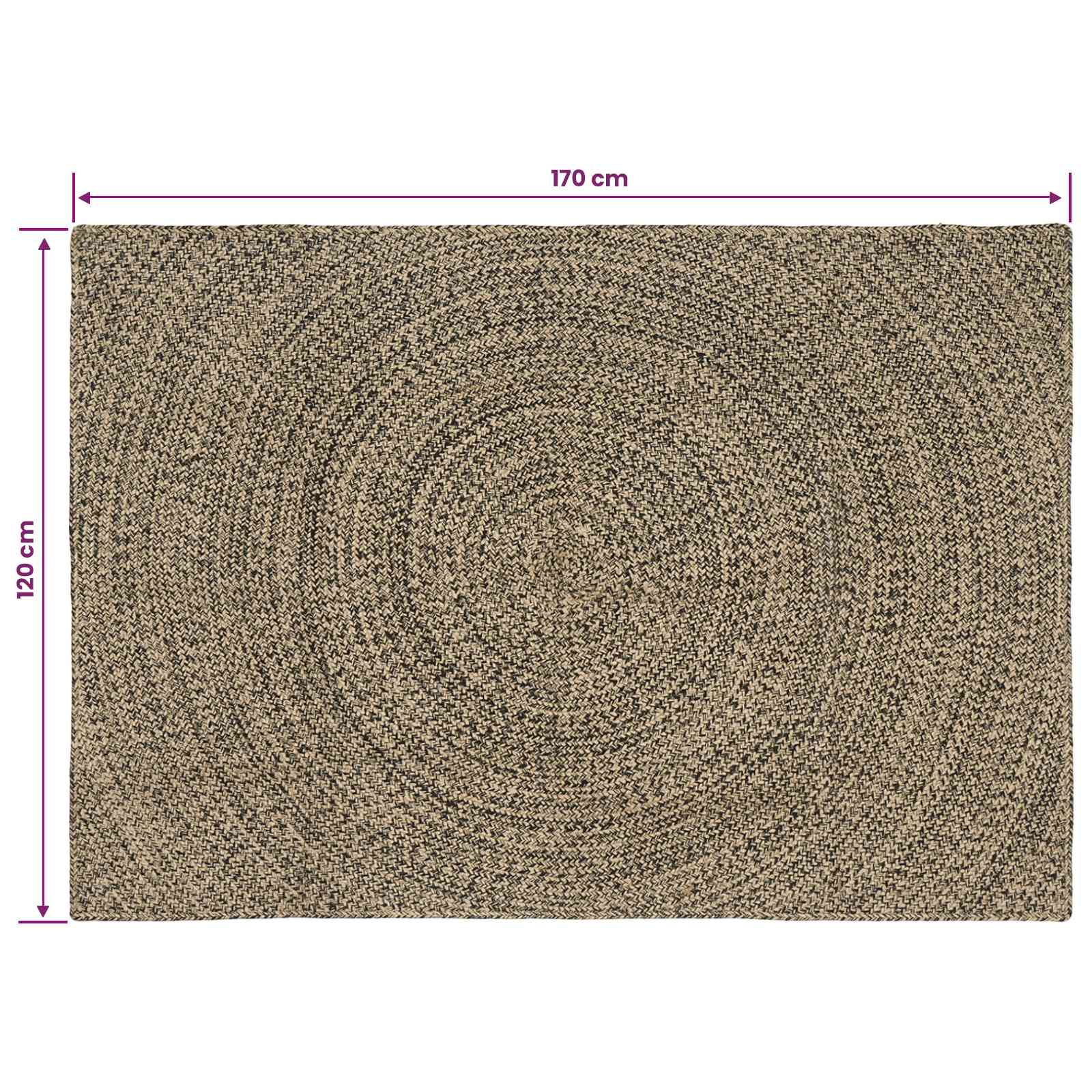 Területszőnyegek természetes és fekete 120 x 170 cm juta