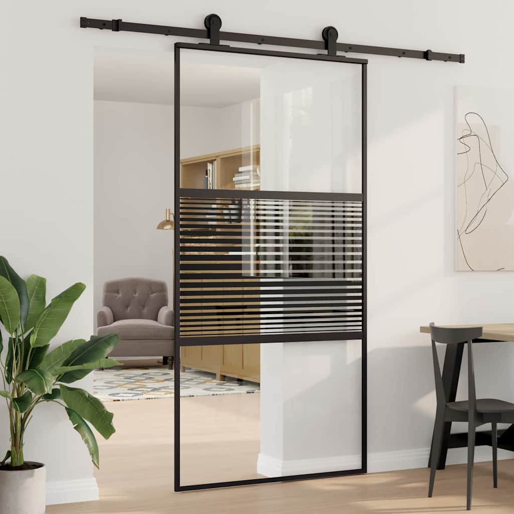 Üvegajtó csíkos fekete 102,5 x 2 x 205 cm alumínium