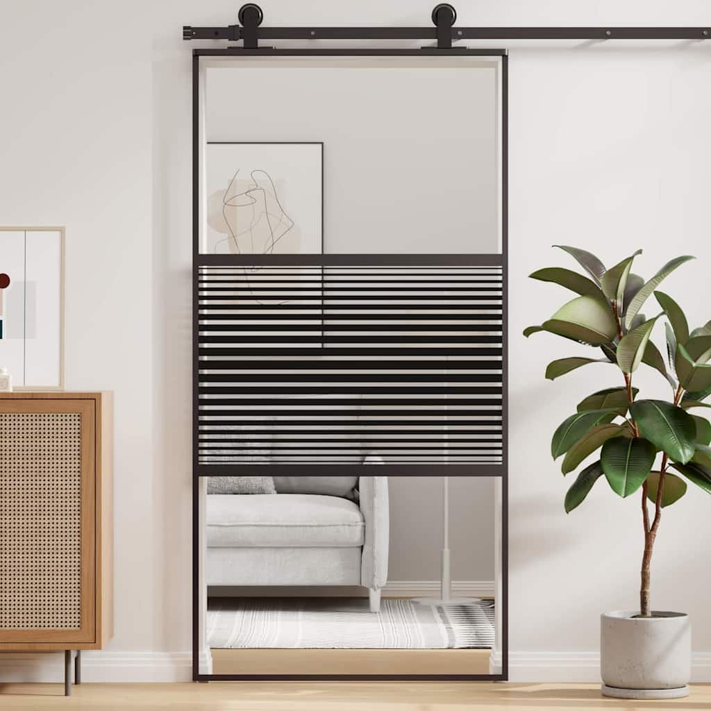 Üvegajtó csíkos fekete 102,5 x 2 x 205 cm alumínium