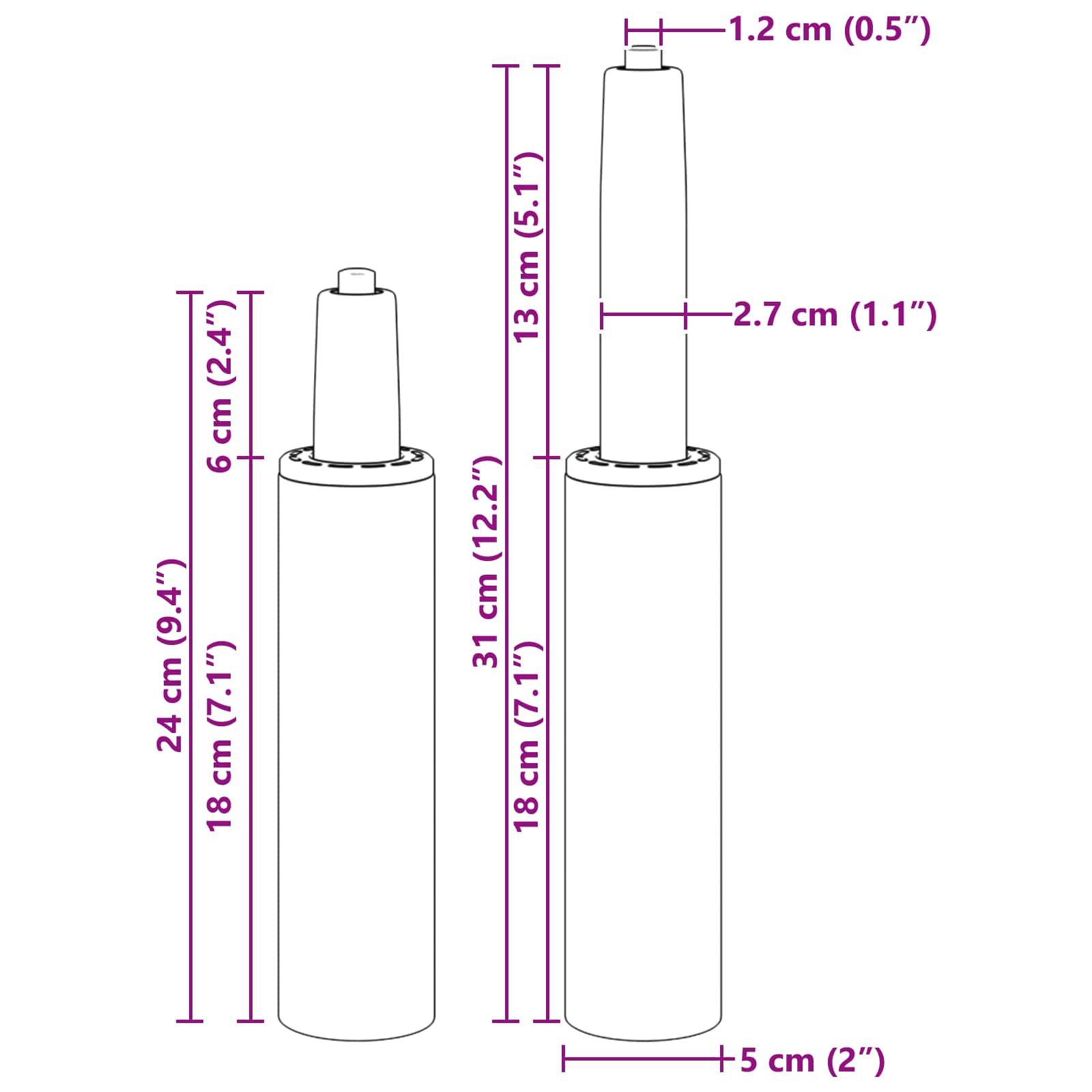 Irodai szék gázláb fekete 239-309 mm vas