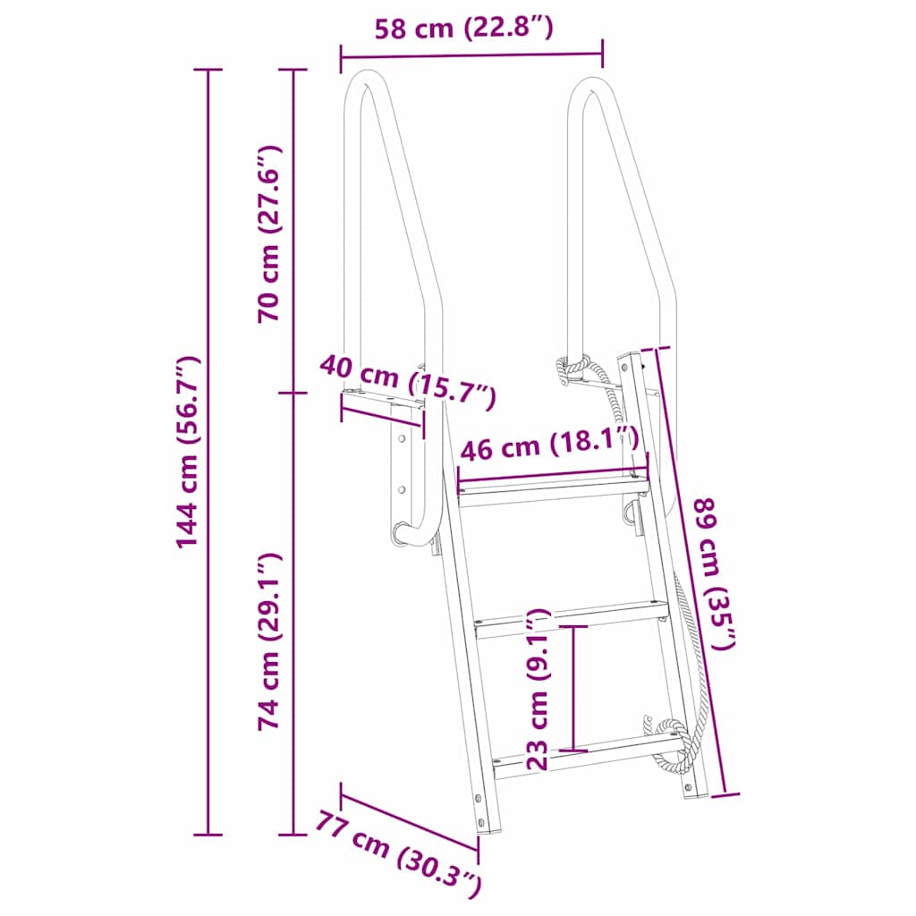 Dokklétra egyéb ezüst 58 x 77 x 144 cm alumínium