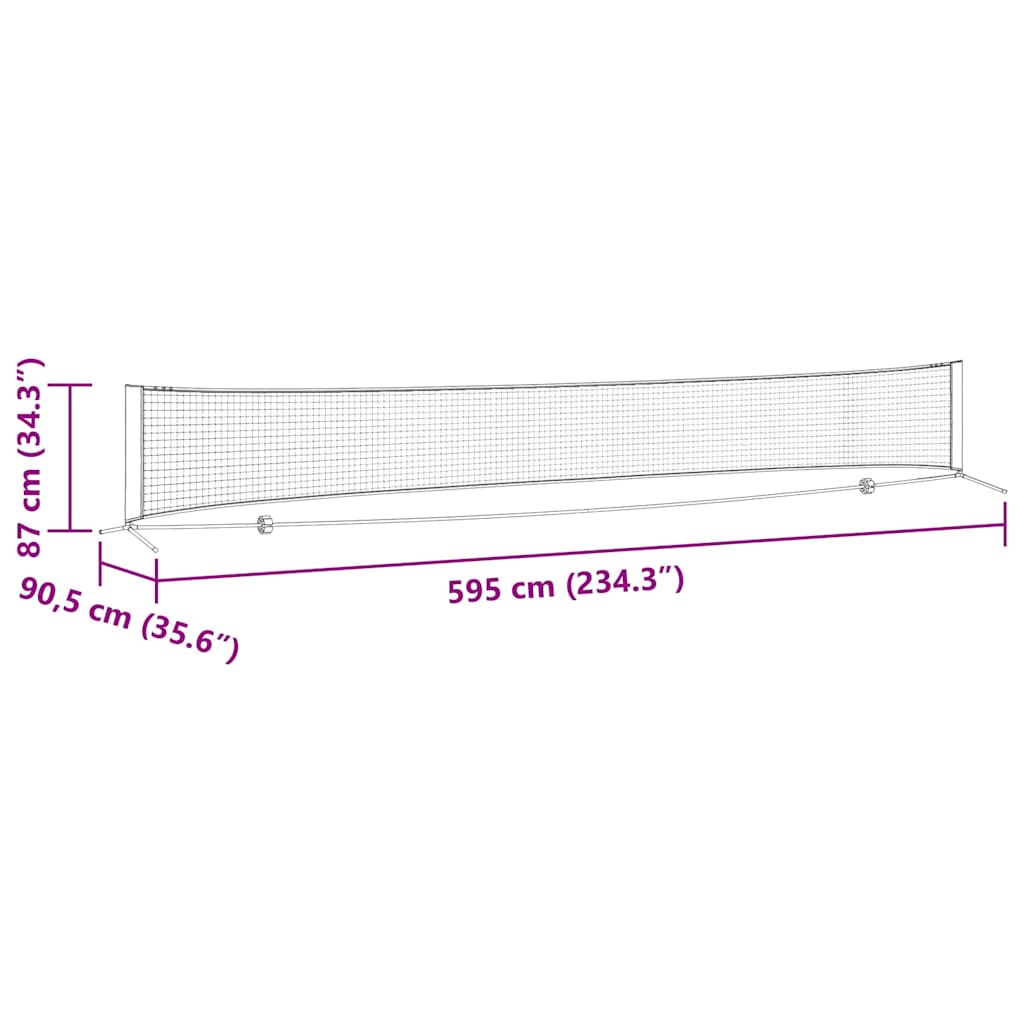 Tenisz háló fekete és piros 595 x 90.5 x 87 cm poliészter