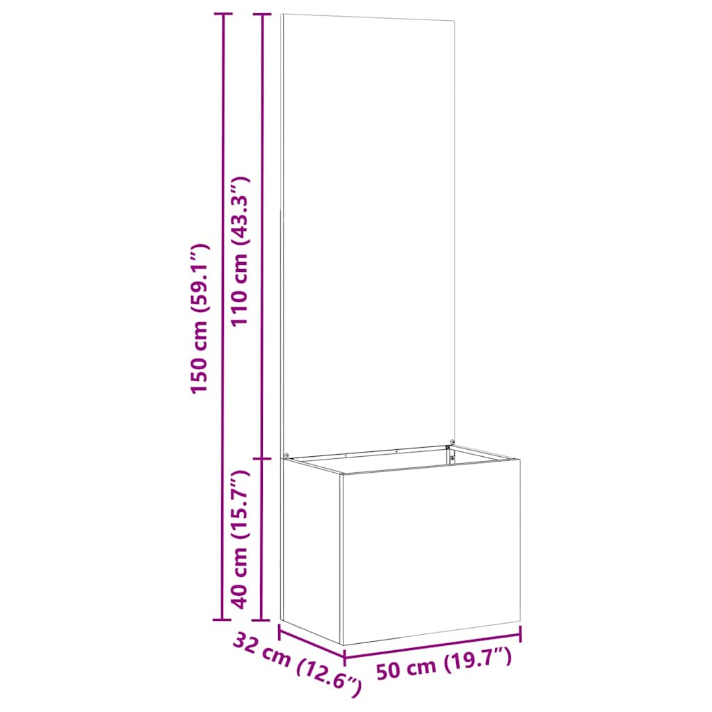 Kertvédő vászon rozsdás 50 x 140 cm időjárásálló acél