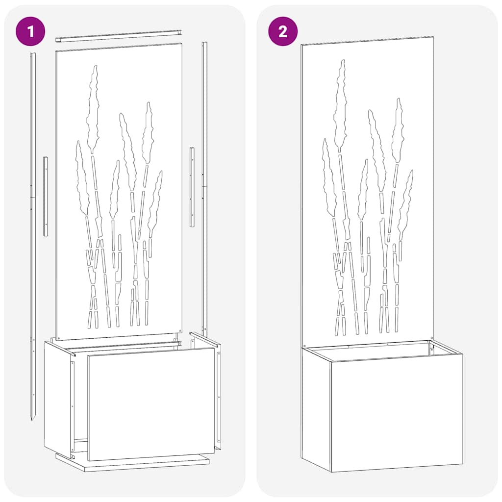 Kerti cserepes növény tartó dekoratív panellel antracit