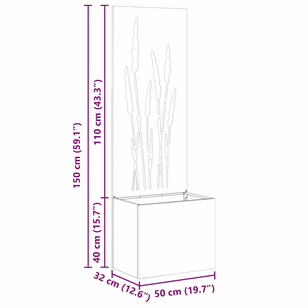Kerti cserepes növény tartó dekoratív panellel antracit