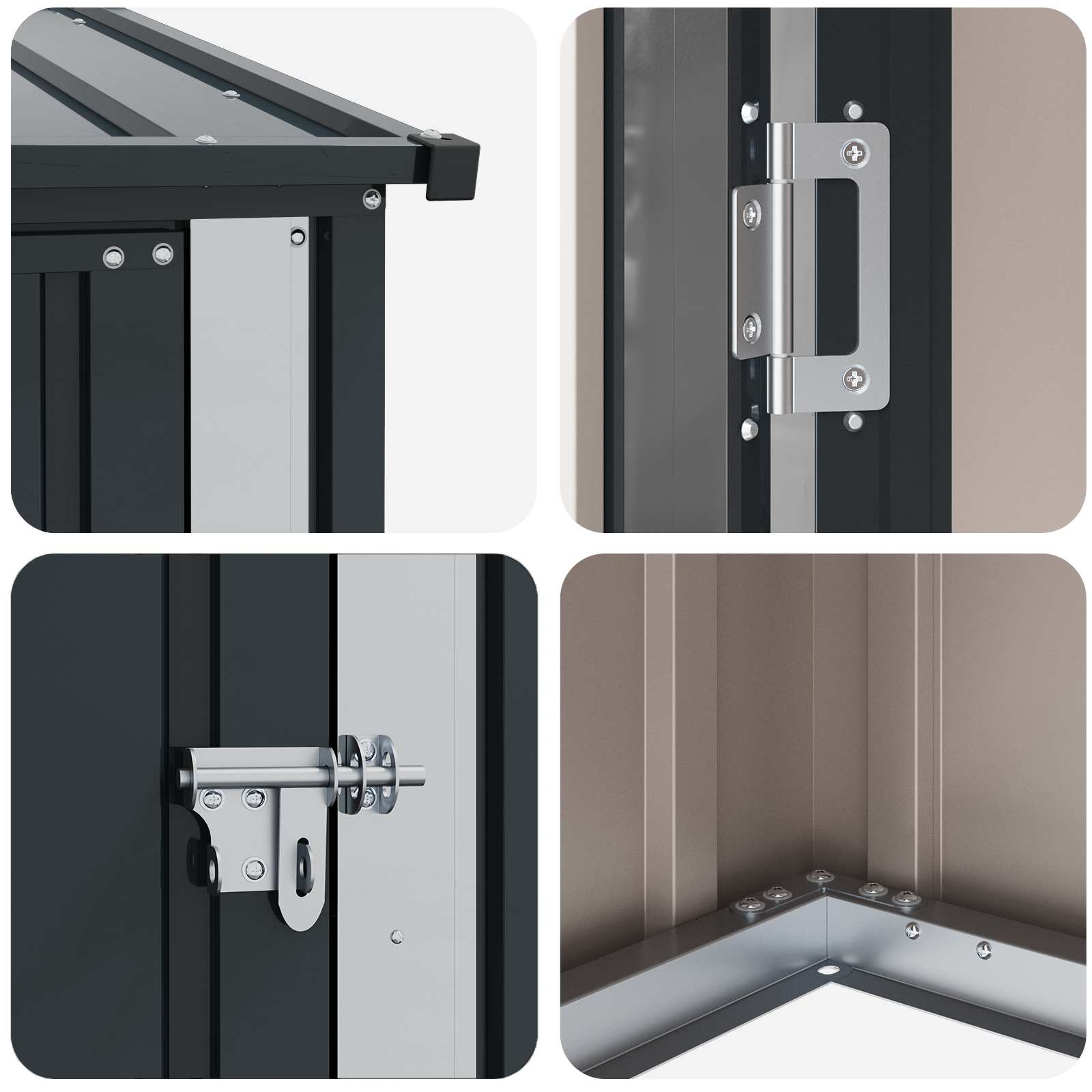 Kertiszerszámos házak antracit 103 x 74 x 200 cm fém