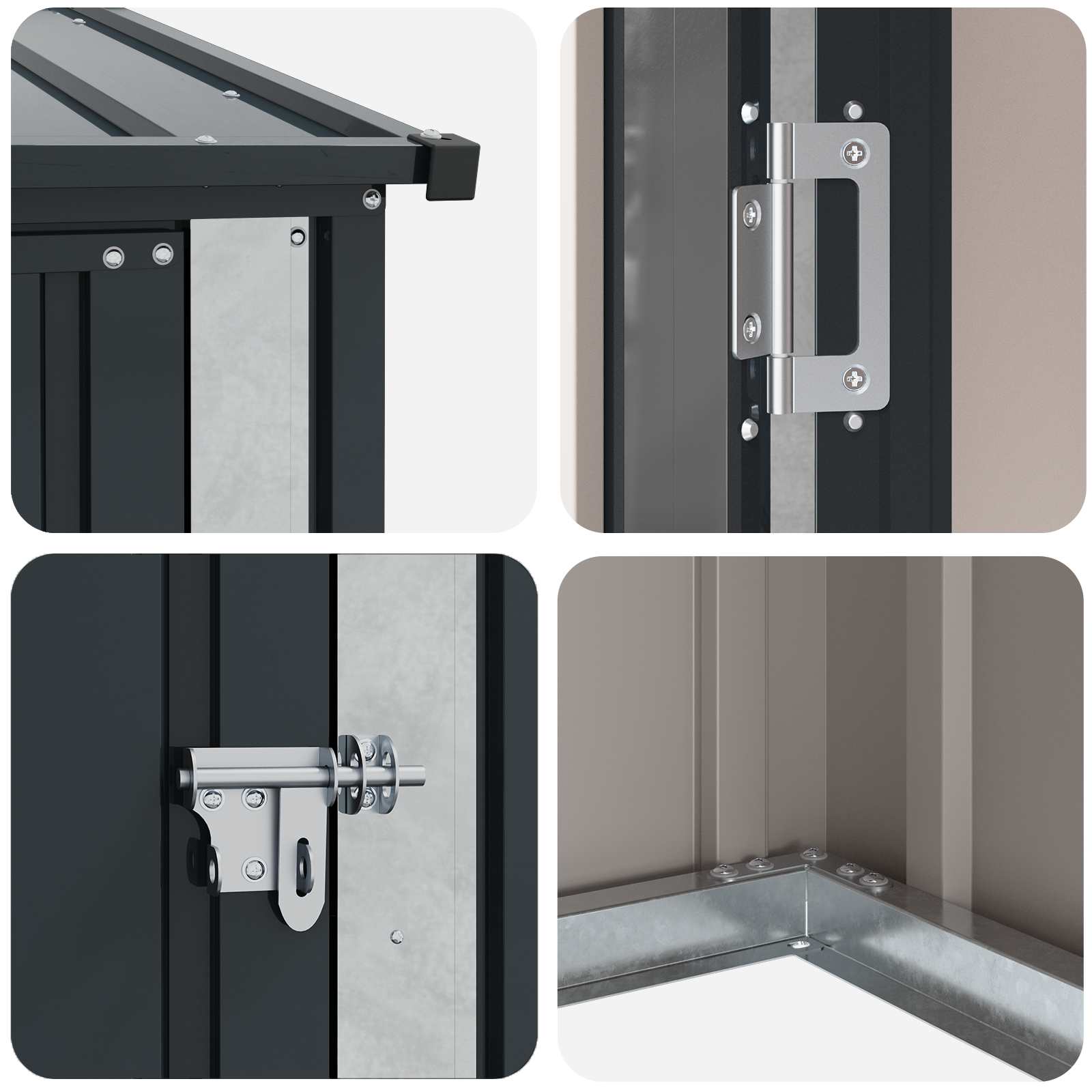 Kertiszerszámos házak antracit 153,5 x 86 x 200 cm fém